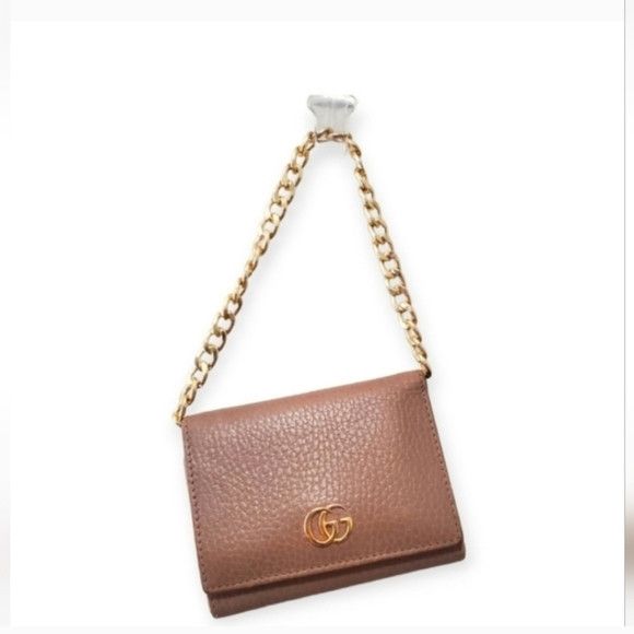 Gucci GUCCI Trifold Small Beige Leather Wallet Cardholders Size ONE SIZE - 4 Thumbnail