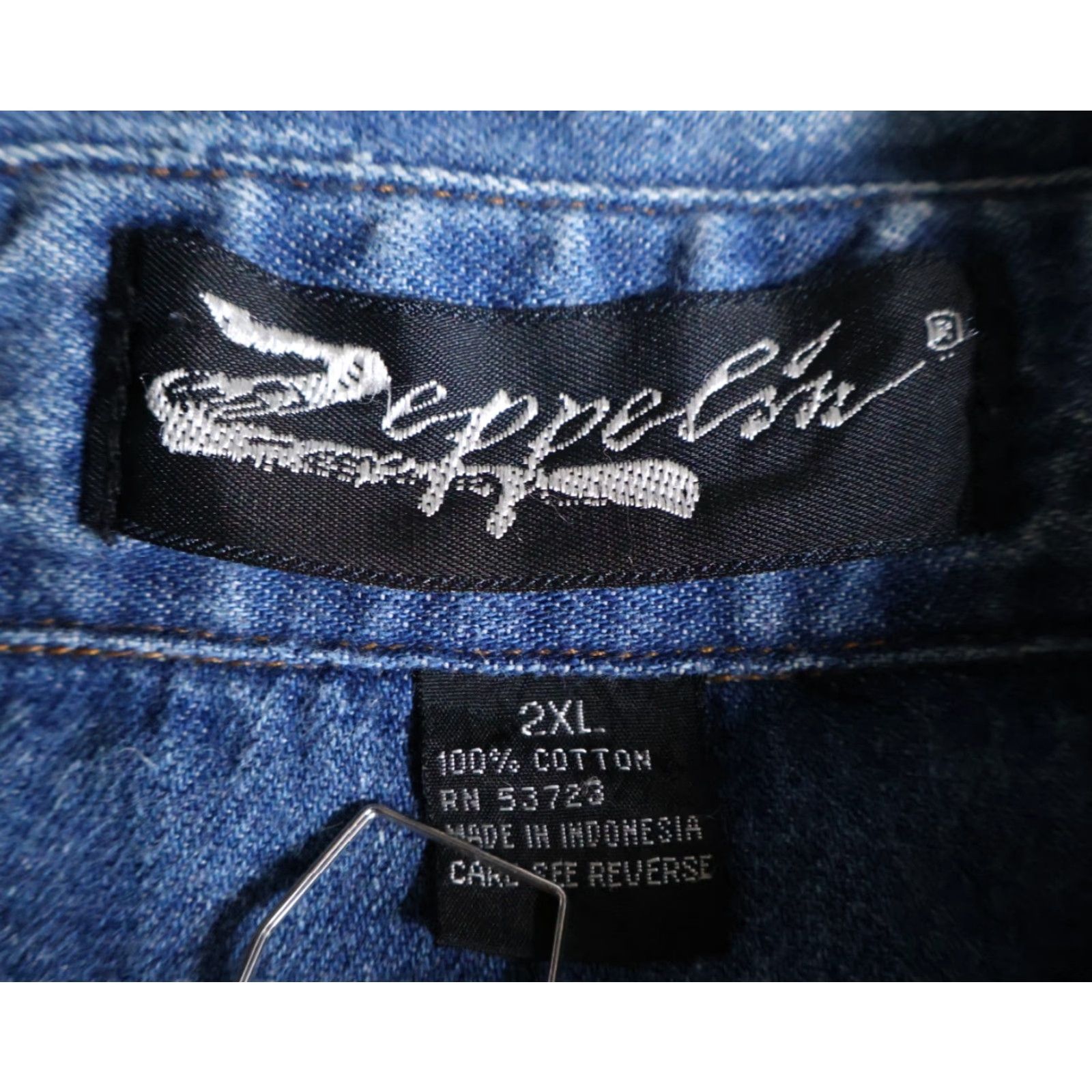 Denime VINTAGE Zeppelin Denim Work Shirt Mens 2XL Blue Metal Buttons Workwear Grunge VTG Shirt Size US XXL / EU 58 / 5 - 3 Thumbnail