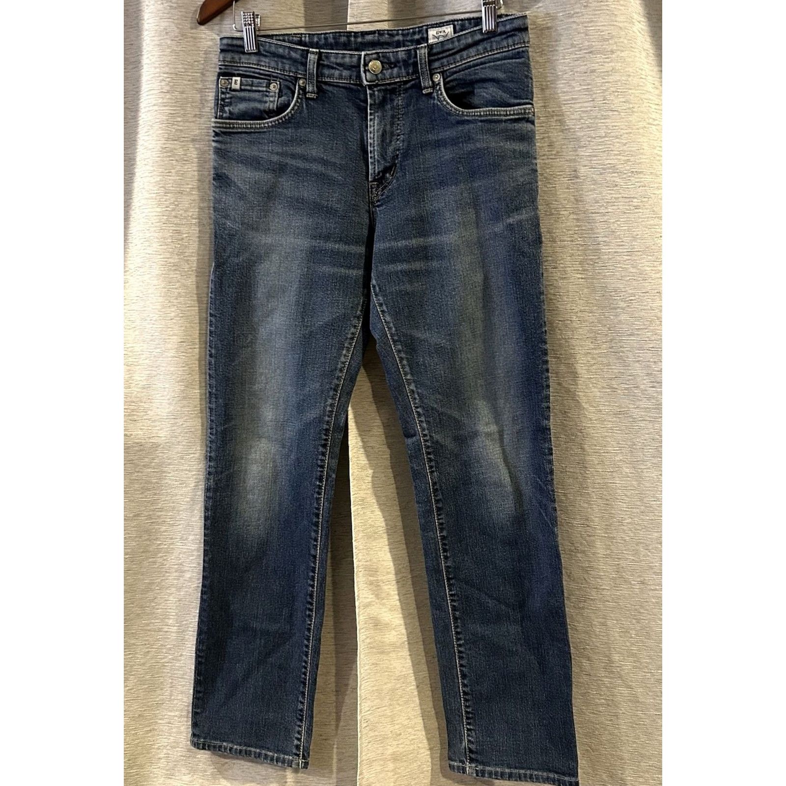 Edwin Edwin Jeans Mens Blue Denim Slim Tapered 29x29 Distressed Whiskers Button Zip Logo 5-Pocket Japan Vintage No Size US 29 - 2 Thumbnail