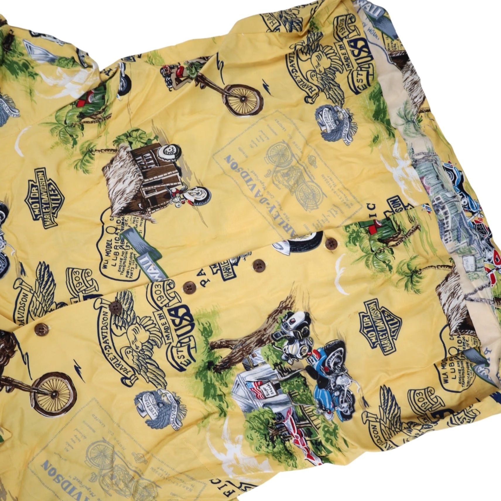 Harley Davidson VINTAGE Harley Davidson Womens Large Silk Hawaiian Shirt Yellow Shirt Women Large Yellow Harley Davidson Silk Hawaiian Button-Up 90s? Size L / US 10 / IT 46 - 3 Thumbnail
