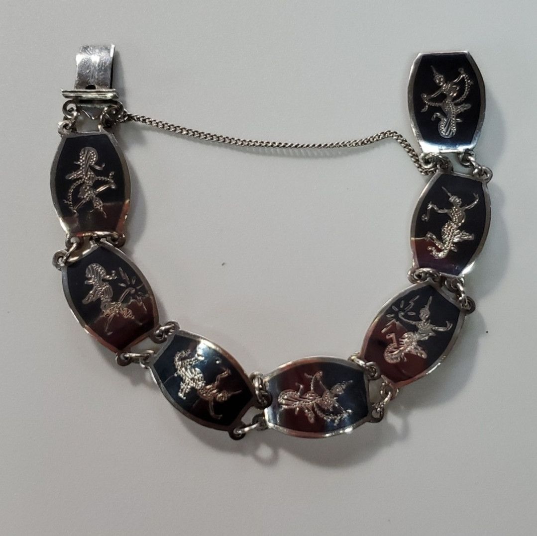 Other Siam 6.75" Bracelet Sterling Silver 925 Panel Link Thailand Size ONE SIZE - 1 Thumbnail