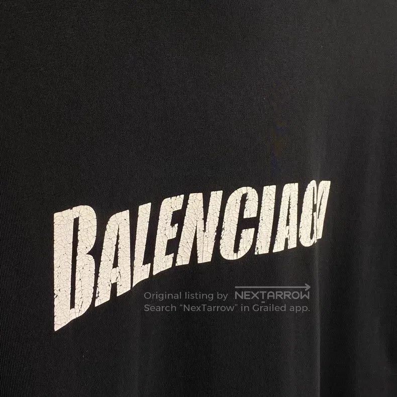 Balenciaga Balenciaga Distressed Black Short Sleeve T-Shirt with Crac Size US XXS / EU 40 - 4 Thumbnail