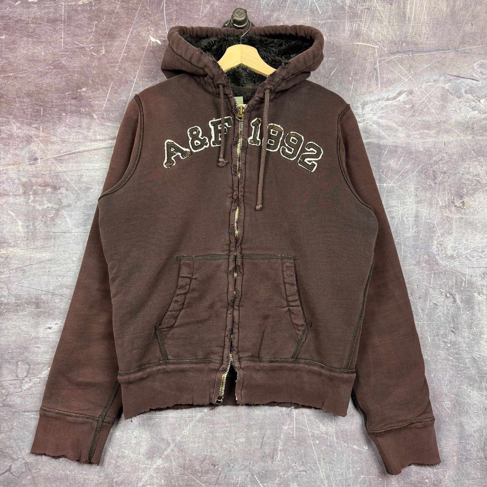 Abercrombie & Fitch 00s Abercrombie Fitch Faux Fur Lined Zip Up Hoodie 2640 Size US L / EU 52-54 / 3 - 1 Thumbnail