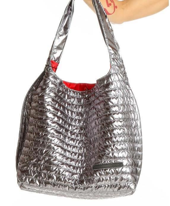 Designer Tahari Metallic Silver Handbag with Vibrant Red Interior Size ONE SIZE - 3 Thumbnail