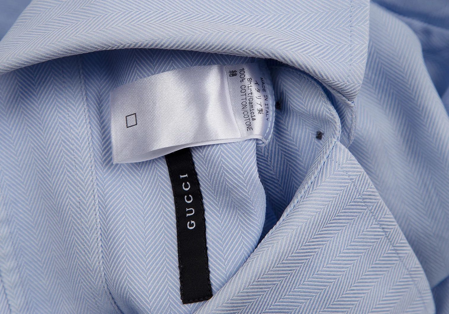 Gucci Cotton Herringbone Shirt in Light Blue Size S Size US S / EU 44-46 / 1 - 15 Thumbnail