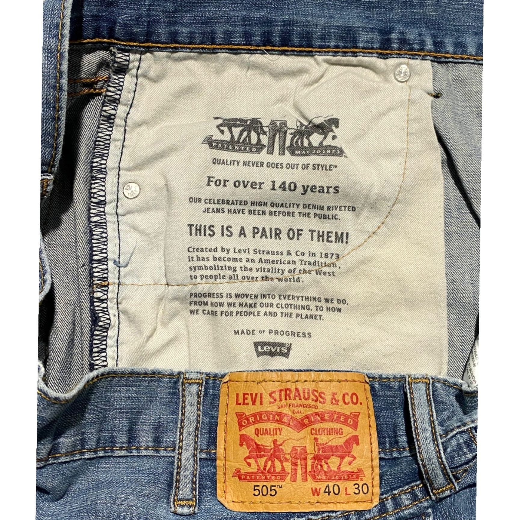 Levi's VINTAGE Levi's 505 Jeans Shorts Men 40×11 Blue Hemmed Denim Jorts Whiskers Bermuda Casual Shorts Mens Blues Size US 40 / EU 56 - 3 Thumbnail
