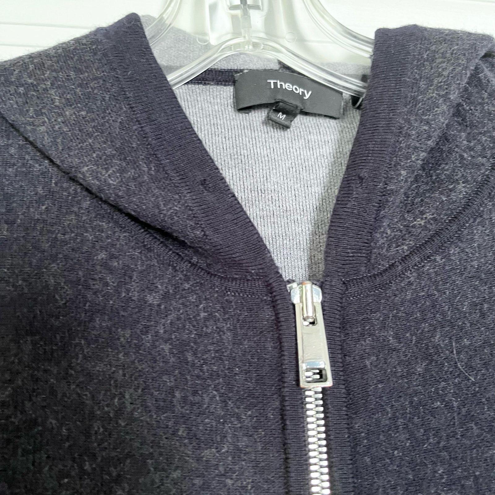 Theory Theory Men’s Wool Blend Navy Gray Zip Hoodie Medium Size US M / EU 48-50 / 2 - 6 Thumbnail
