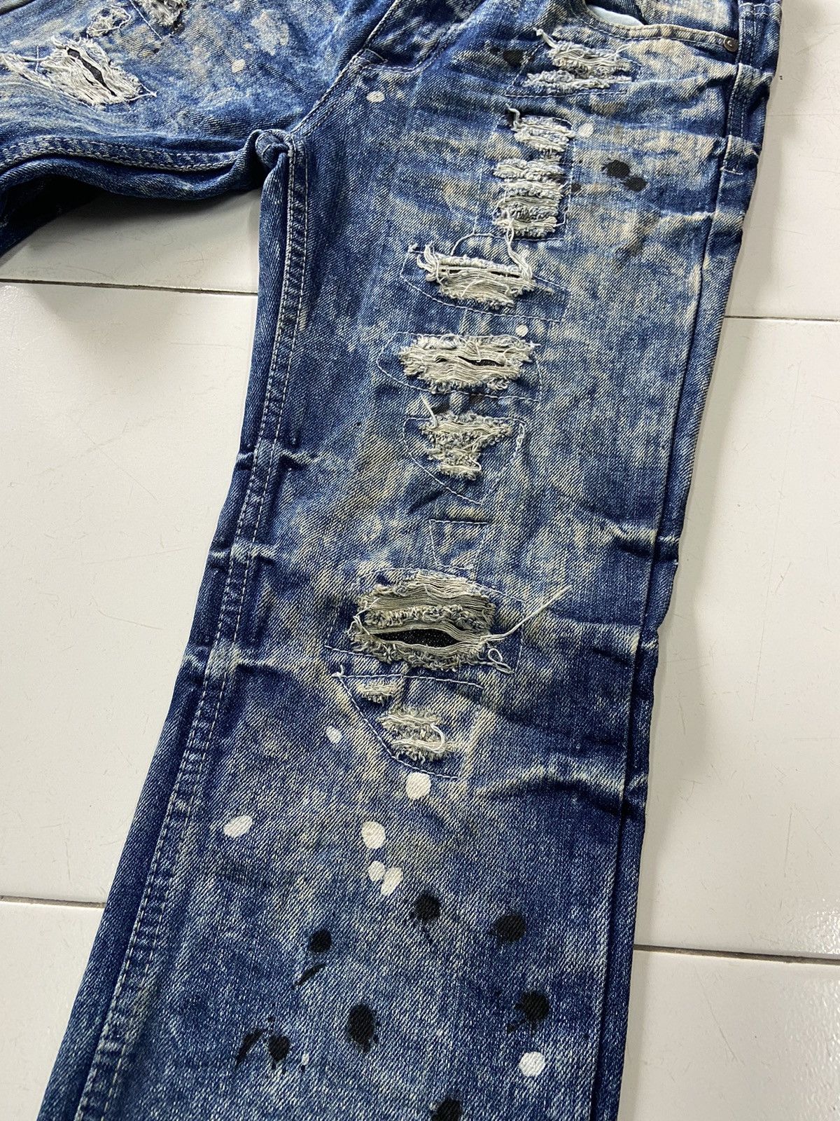 If Six Was Nine ROAD NARROWS DISTRESSED PAINTED STYLE DENIM JEANS Size US 28 / EU 44 - 4 Thumbnail