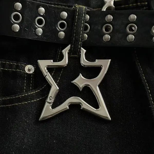 Jewelry Silver Star Shaped Metal Carabiner Keychain Accessory Size ONE SIZE - 1 Thumbnail