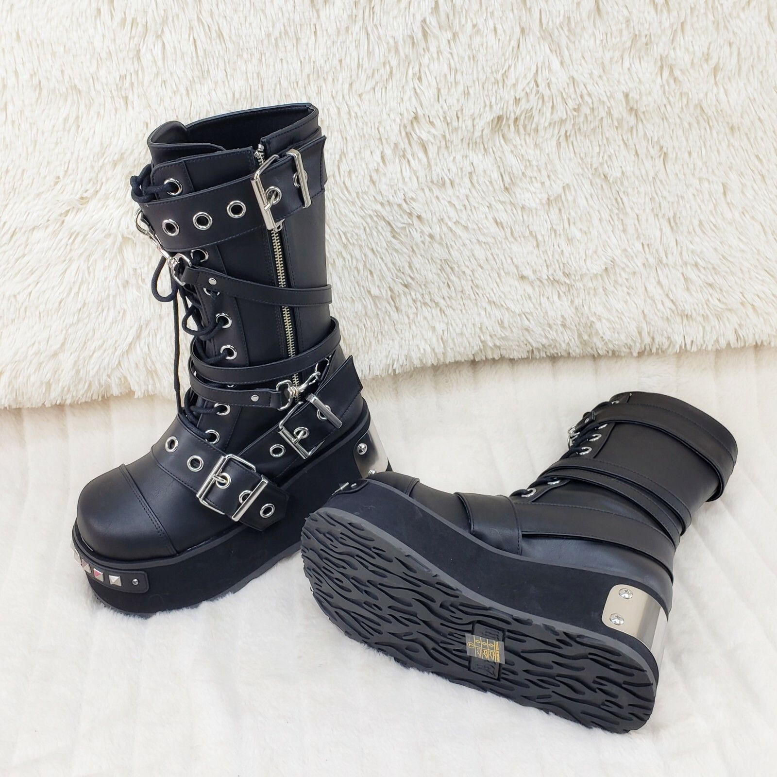 Other Trashville 250 Multi Strap Goth Punk Rock 3.25" Platform Boo Size US 12 / EU 45 - 6 Thumbnail