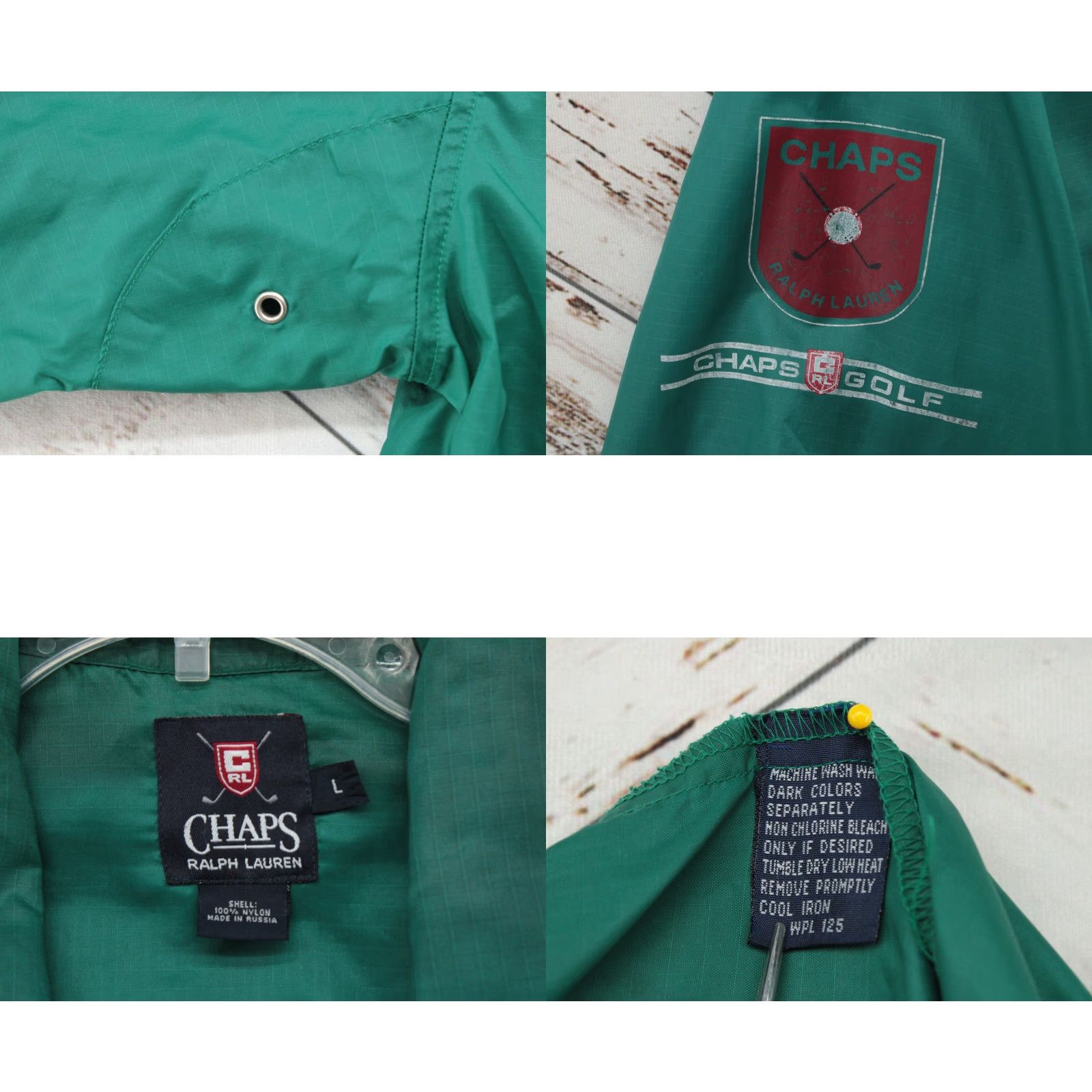 Ralph Lauren VINTAGE Ralph Lauren Chaps Golf Hooded Windbreaker Jacket Mens Large Green Full Zip Preppy Size US L / EU 52-54 / 3 - 8 Thumbnail