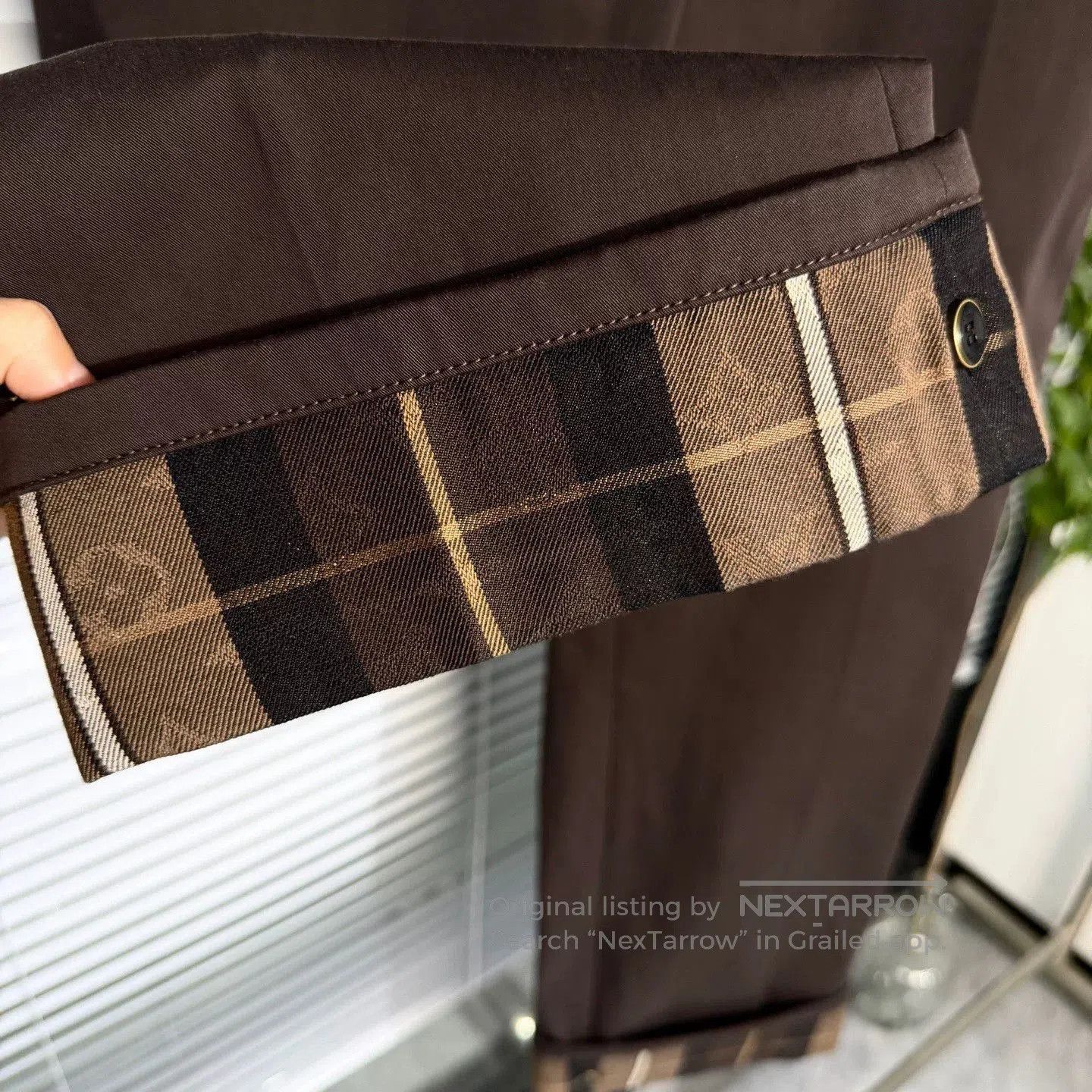 Louis Vuitton brown lv denim pants with checkered hem. Size US 36 / EU 52 - 3 Thumbnail
