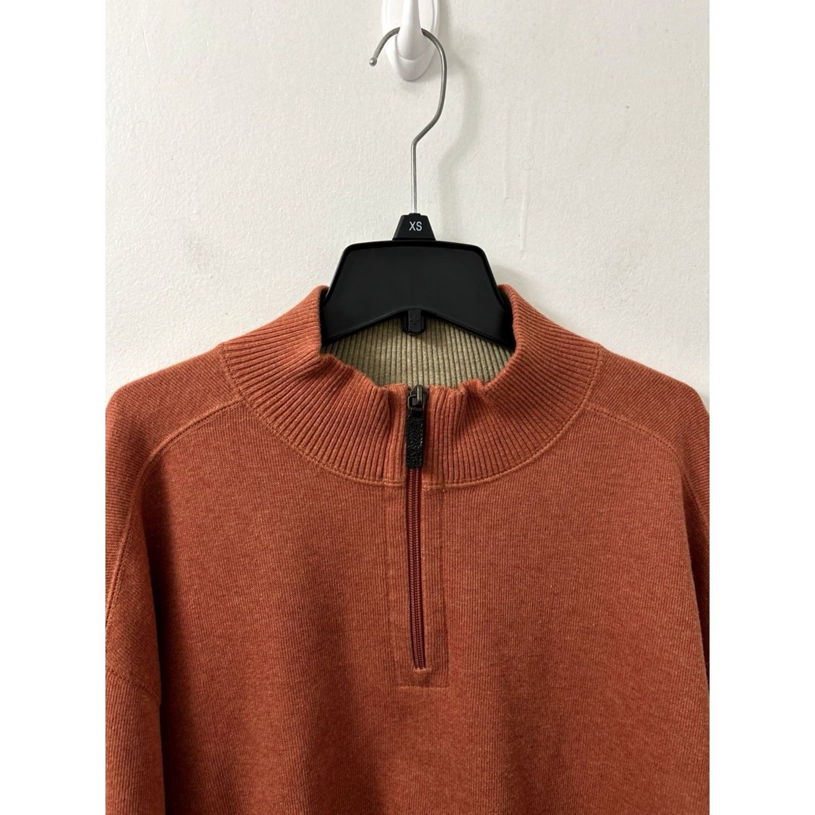 Vintage Jos A Bank 1/4 Zip Mens L Orange Knit Sweater Sweatshirt Long Sleeve Size US L / EU 52-54 / 3 - 5 Thumbnail