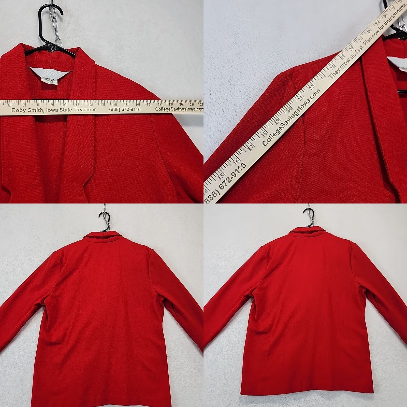 Blair VINTAGE Blair Red Blazer One-Button Womens Size 14 Wool Blend 80's Office Jacket Blazer Jacket Single-Breasted Notch Red Womens 14 Size XL / US 12-14 / IT 48-50 - 8 Thumbnail