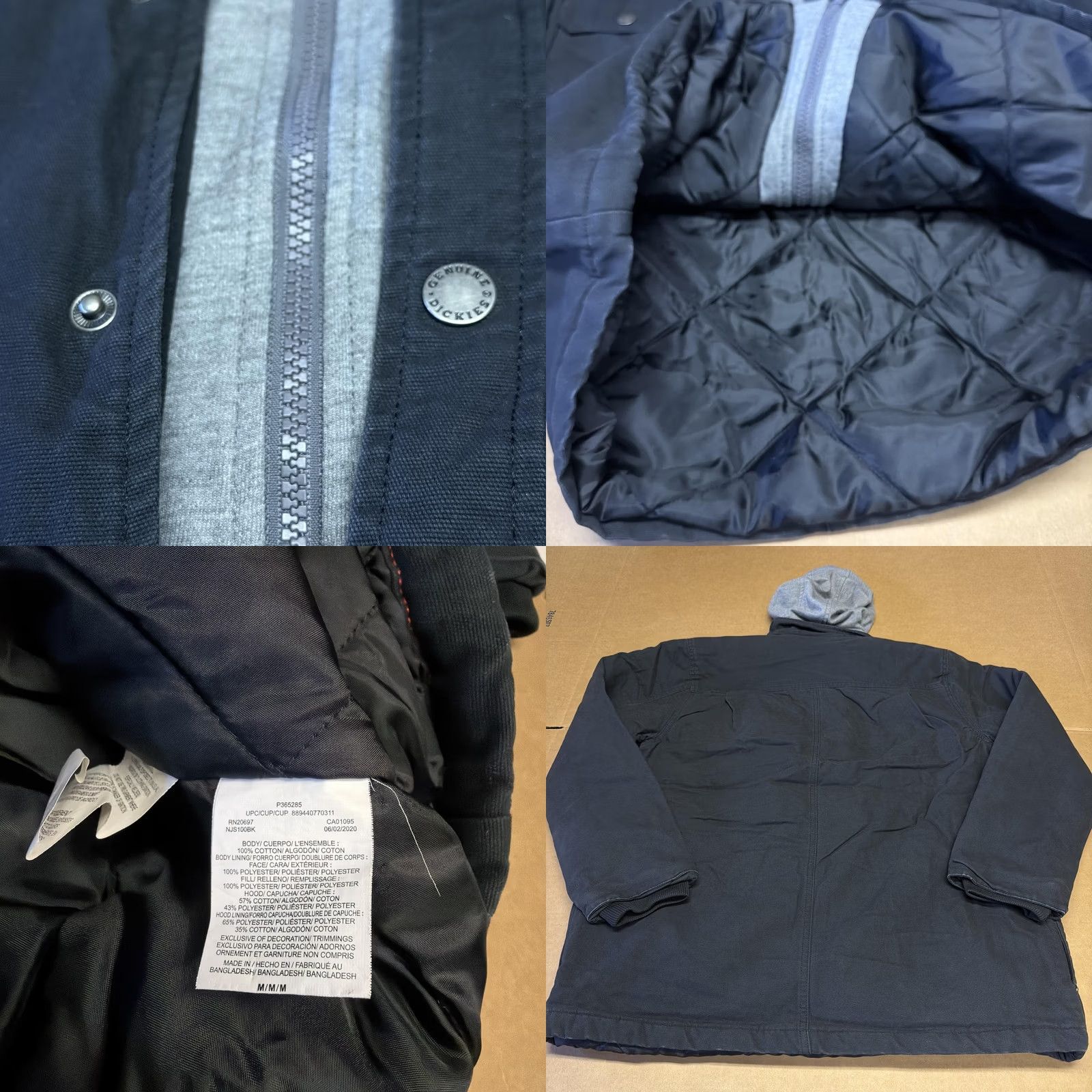 Dickies Dickies Jacket Mens Medium Black Hooded Canvas Quilted Lined Parka Workwear Jacket Size US M / EU 48-50 / 2 - 8 Thumbnail