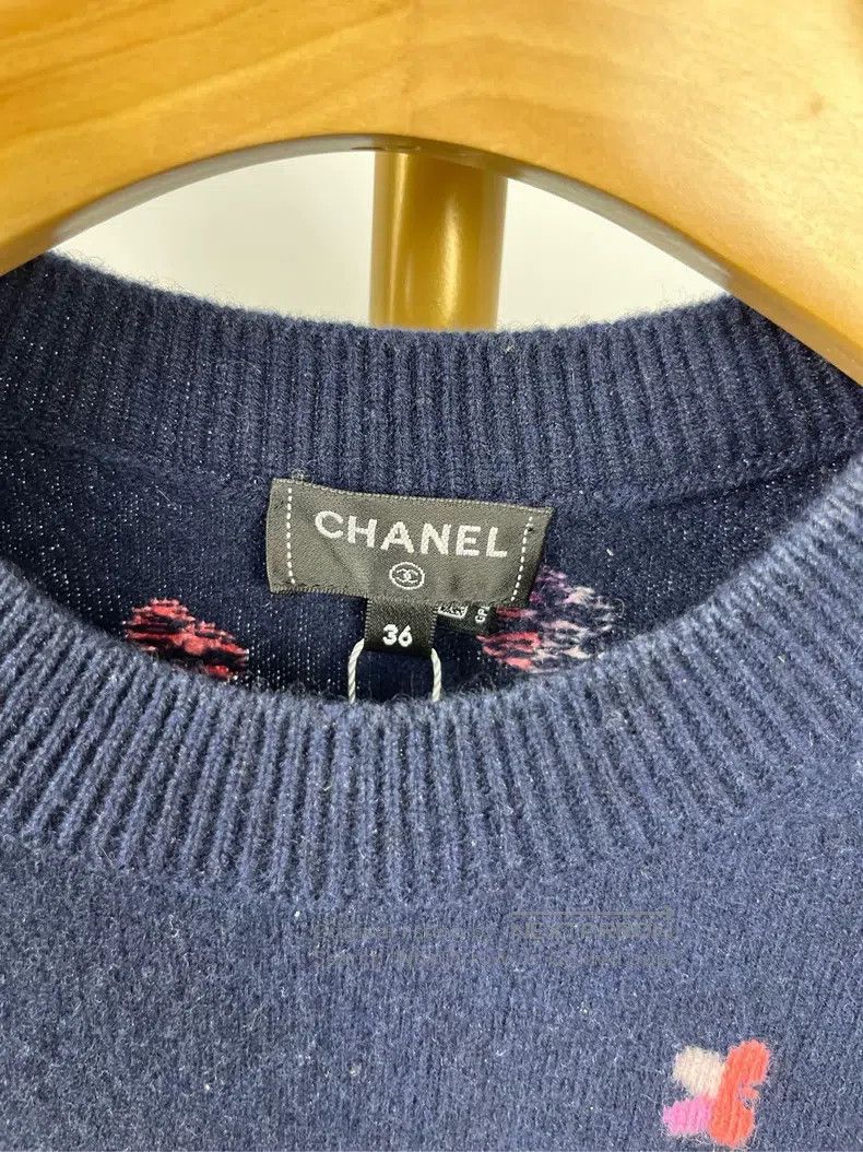 Chanel Chanel Dark blue printed long-sleeved knitwear sweater Size XS / US 0-2 / IT 36-38 - 4 Thumbnail