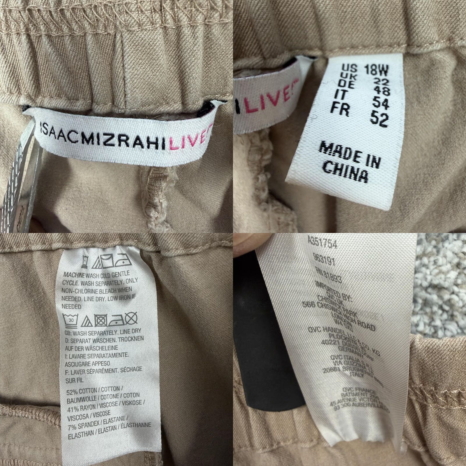Vintage Isaac Mizrahi Live! Capri Pants Womens 18W Capri Pants Beige Twill Stretch Pockets Elastic Waist Pull On Casual plus size Size 40" / US 18 - 8 Thumbnail