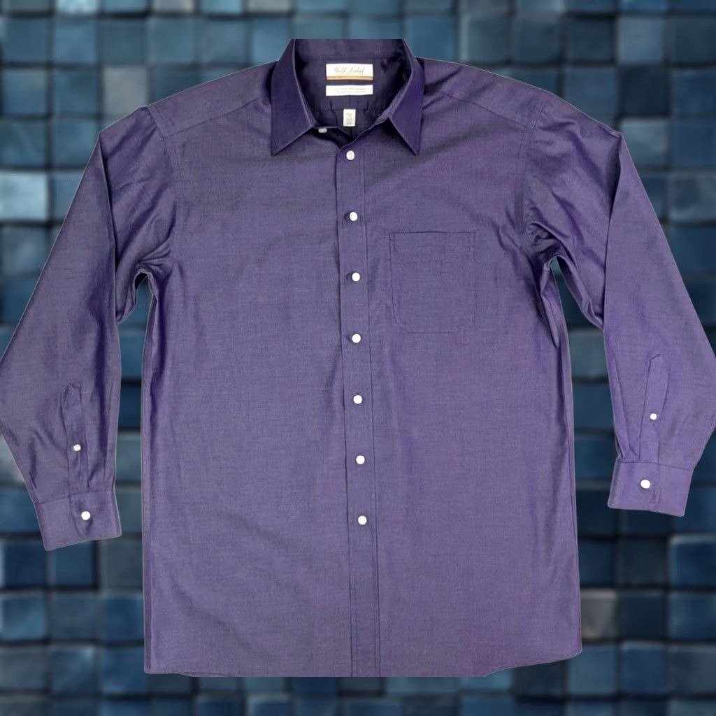 Roundtree & Yorke Roundtree & Yorke Gold Label Dress Shirt, Men 46 Chest, 15.5 Neck x 34 Long, Purple Knit, Button-Down Collar, Regular Fit Size 46R - 1 Thumbnail