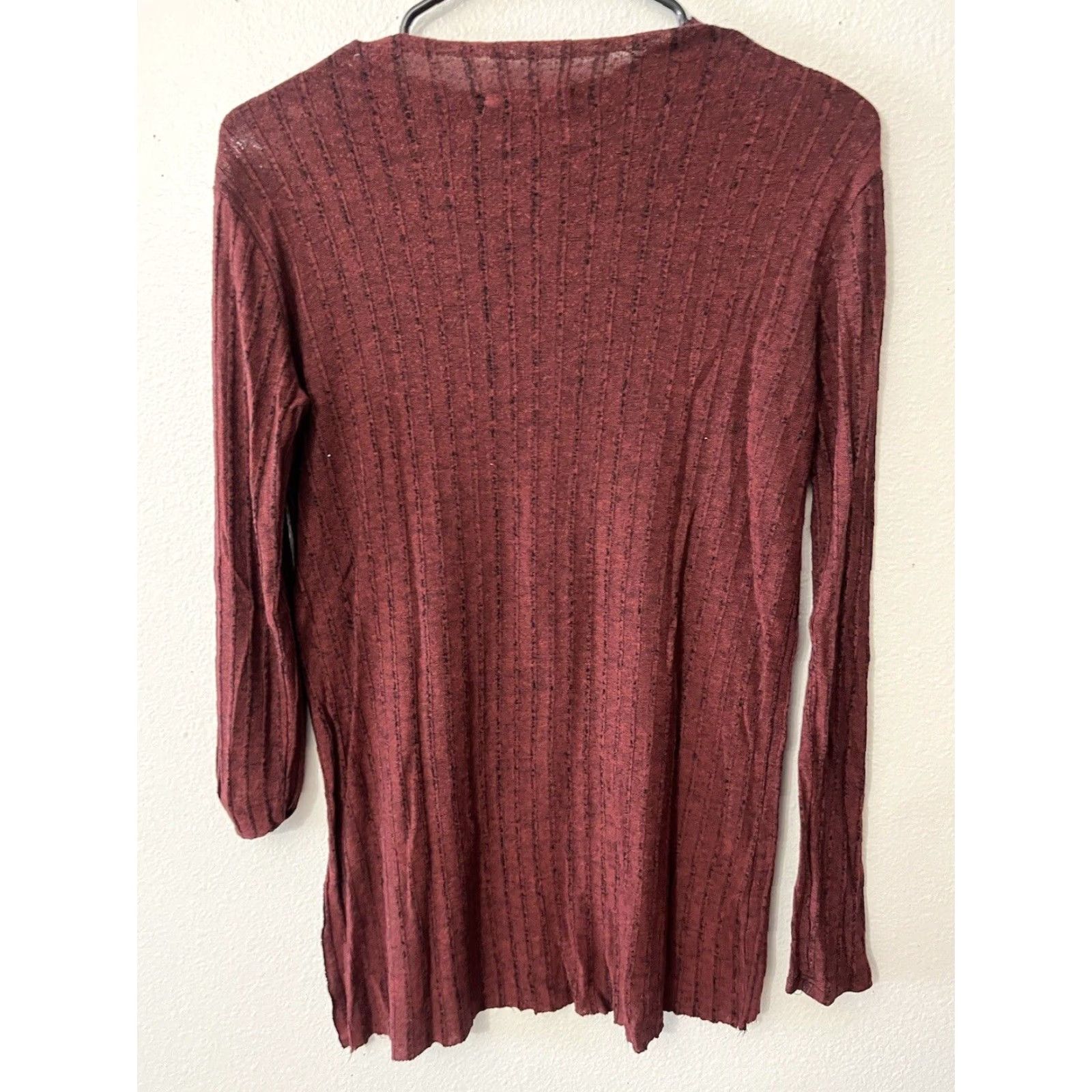 Zara VINTAGE Zara Pullover Blouse Long Sleeve Women S Burgundy Solid Sheer 80s Size S / US 4 / IT 40 - 2 Thumbnail