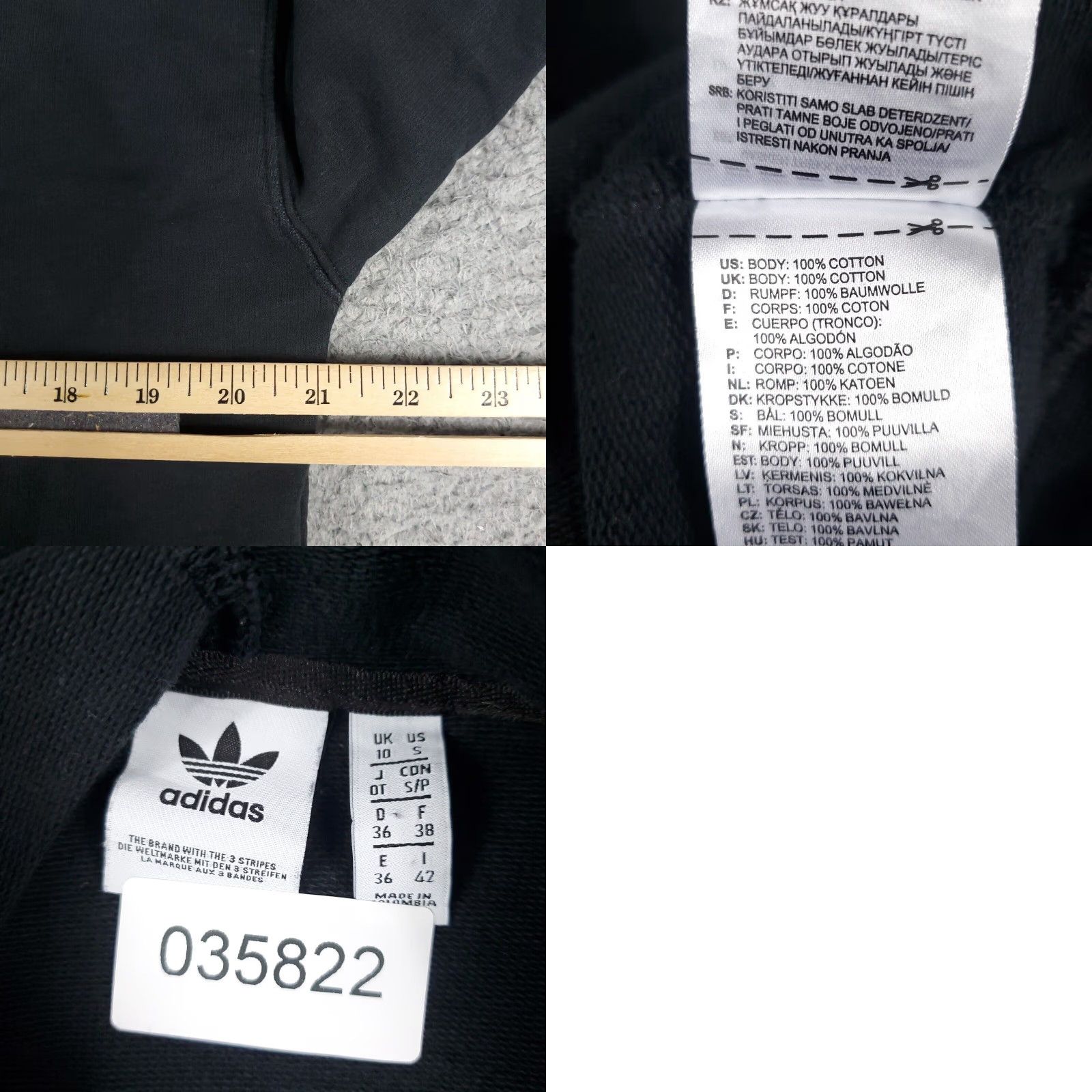 Adidas Adidas Pullover Hoodie Womens Small Black Cotton Blend Activewear Sweatshirt Size S / US 4 / IT 40 - 8 Thumbnail
