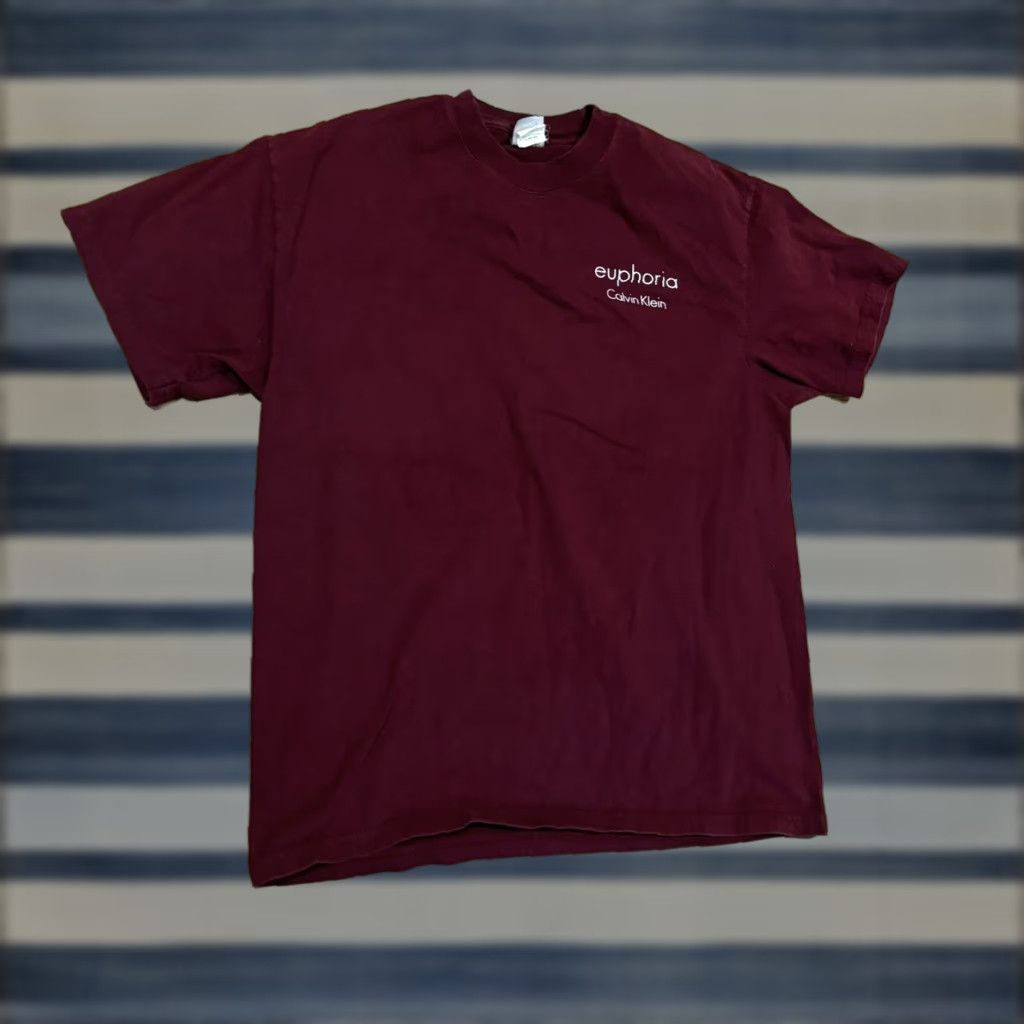 Calvin Klein VINTAGE Calvin Klein Euphoria T-Shirt Maroon Short Sleeve Crew Neck Beefy Tag Mens L Size US L / EU 52-54 / 3 - 1 Thumbnail