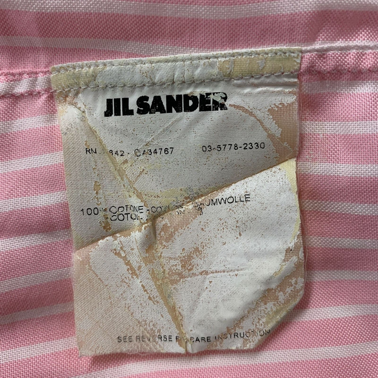Jil Sander Pink White Stripe Cotton Button Down Collar Shirt Size US L / EU 52-54 / 3 - 4 Thumbnail