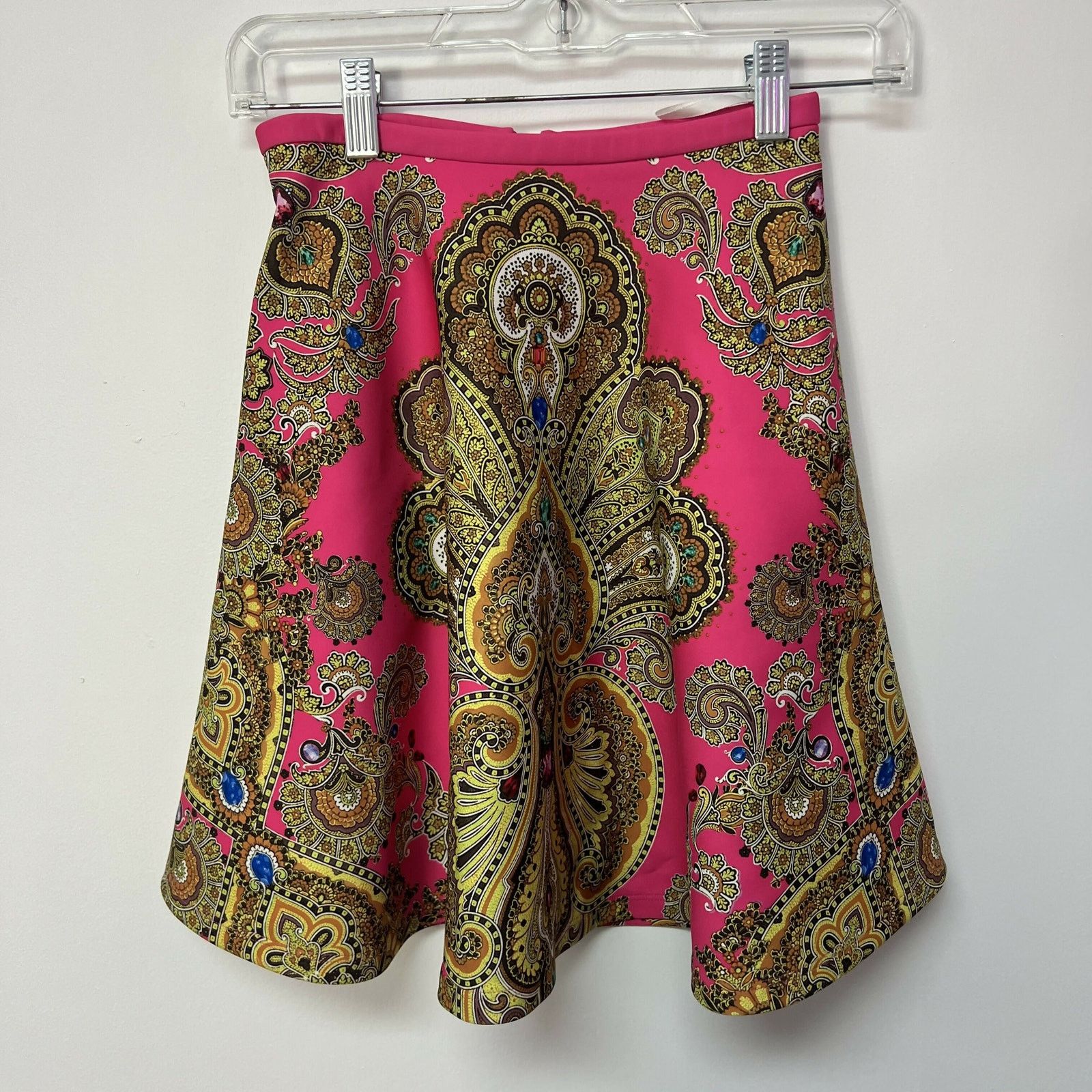 Ted Baker Ted Baker Pink Multicolor Paisley A-Line Mini Skirt Sz 0 Size 25" / US 0 / IT 36 - 2 Thumbnail