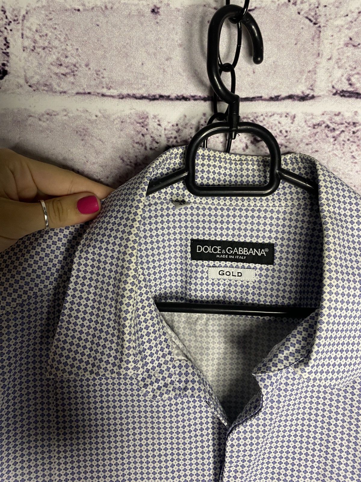 Dolce & Gabbana Mens Dolce & Gabbana Gold White/Blue Shirts Button Up Size US L / EU 52-54 / 3 - 6 Thumbnail