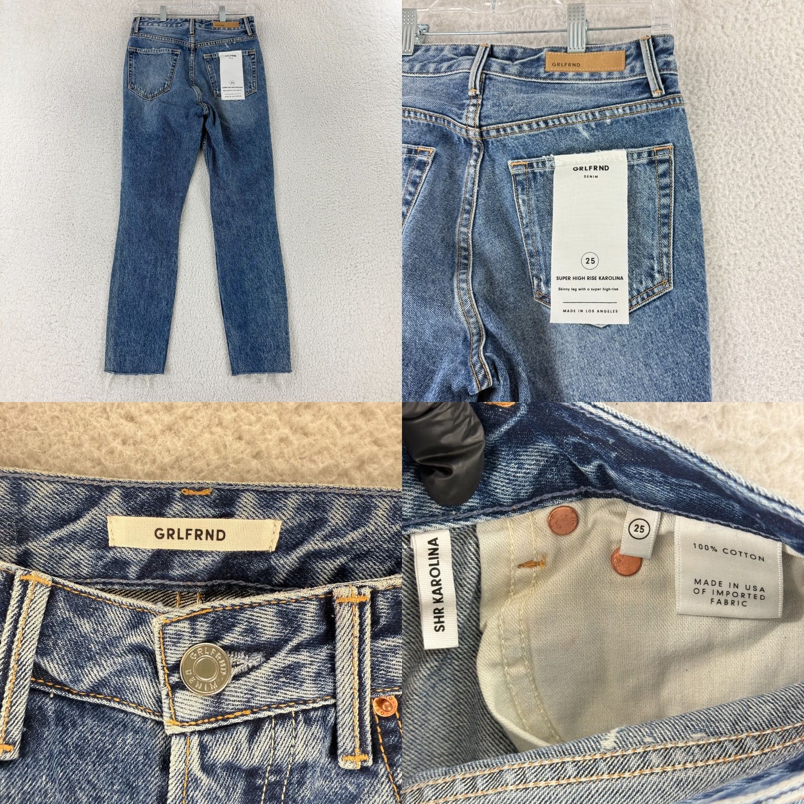 GRLFRND GRLFRND Karolina Jeans Womens Size 25 Blue Denim Distressed 5-Pocket High Rise Skinny Jeans Size 42" / US 20 - 9 Thumbnail