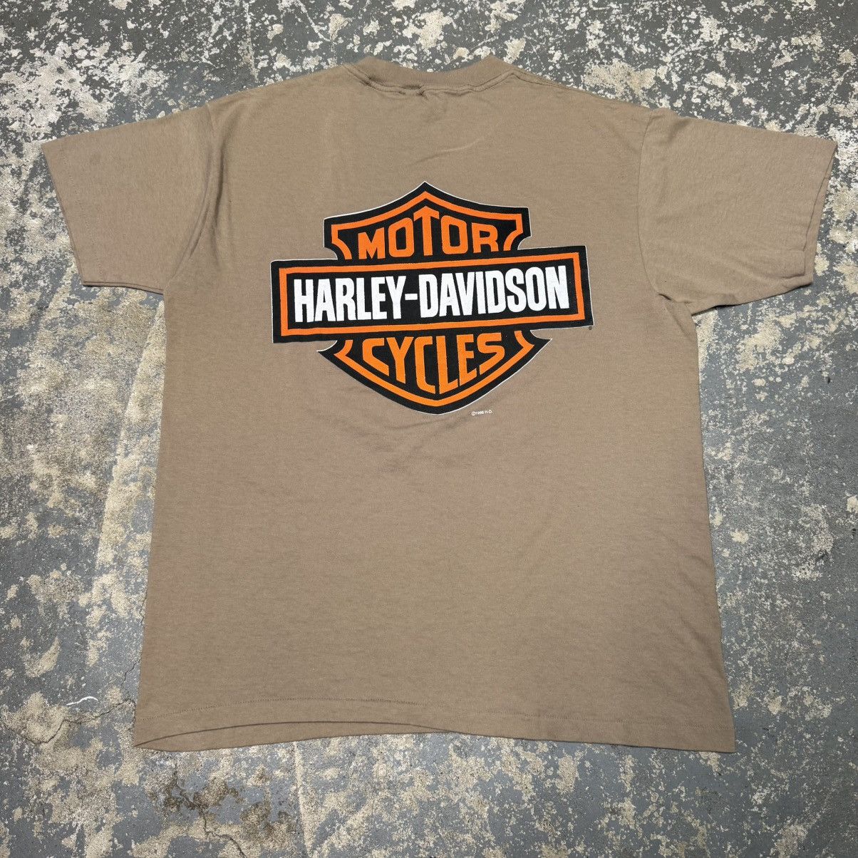 Vintage Vintage Harley Davidson Eagle Sunset Motorcycle Brown Tshirt Size US L / EU 52-54 / 3 - 6 Thumbnail