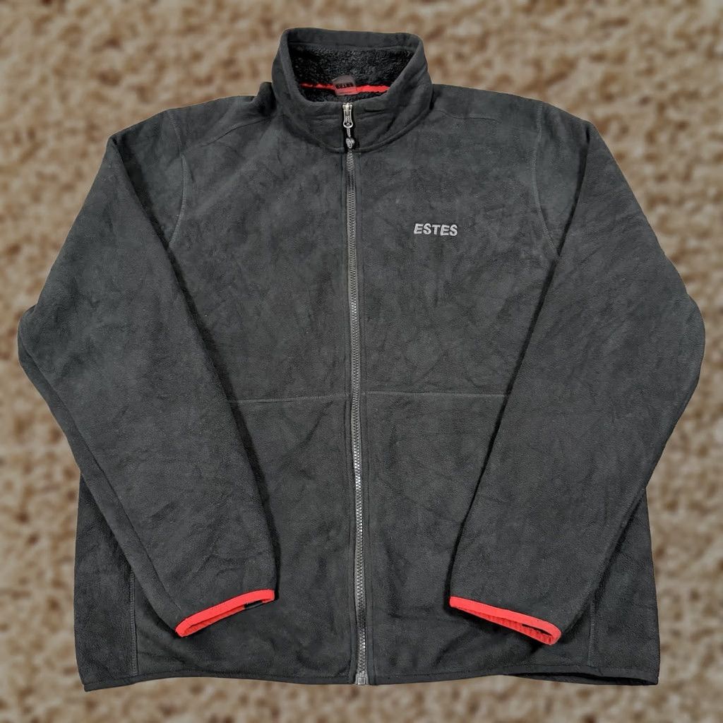 Vintage ESTES Jacket Men XL Black Fleece Full Zip Lightweight Long Sleeve Stand-Up Collar Cardio Winter Fall Spring Size US XL / EU 56 / 4 - 1 Thumbnail