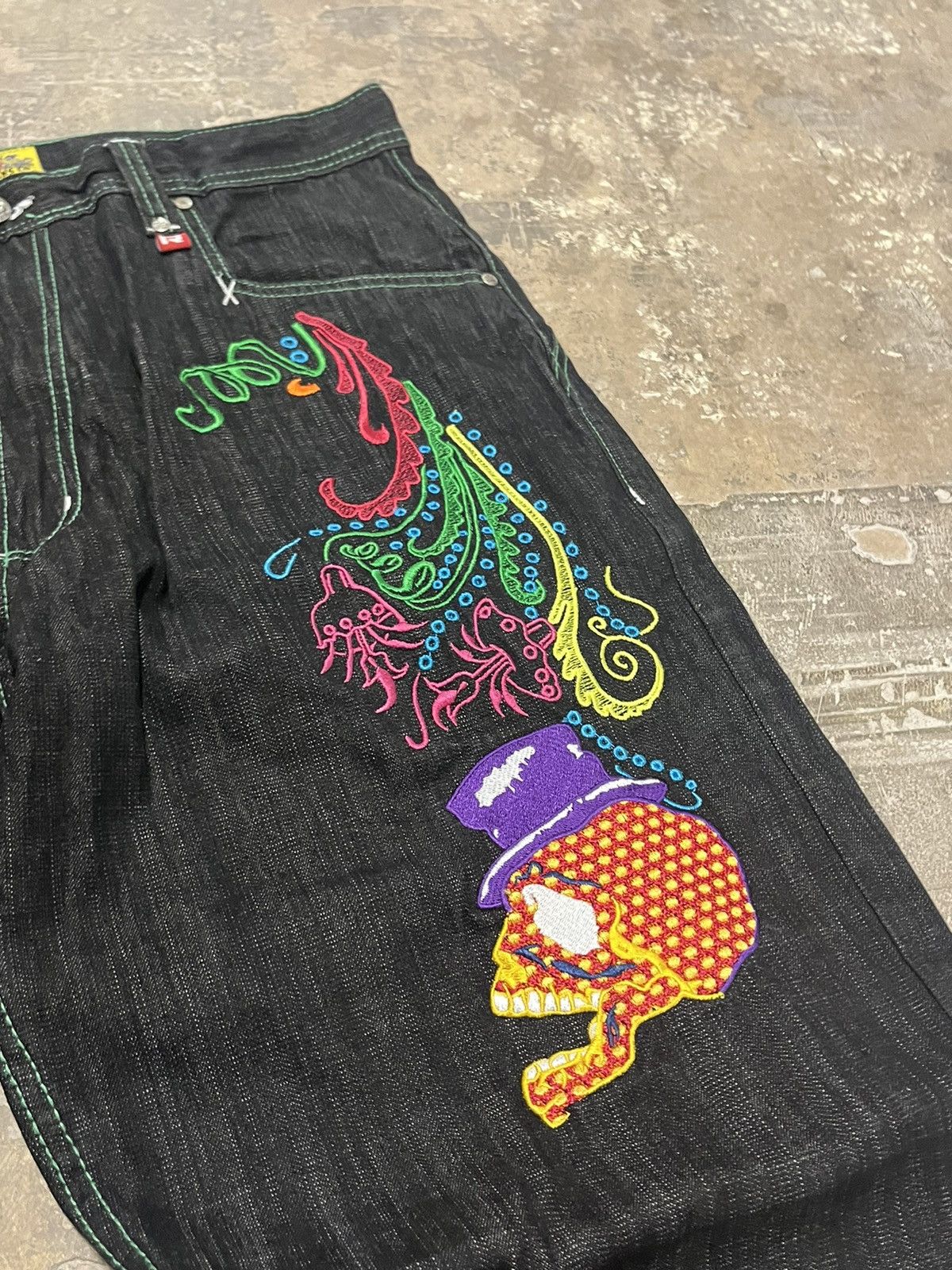 Southpole × Vintage Y2k baggy fit embroidery jnco style jeans hype opium Size US 34 / EU 50 - 6 Thumbnail