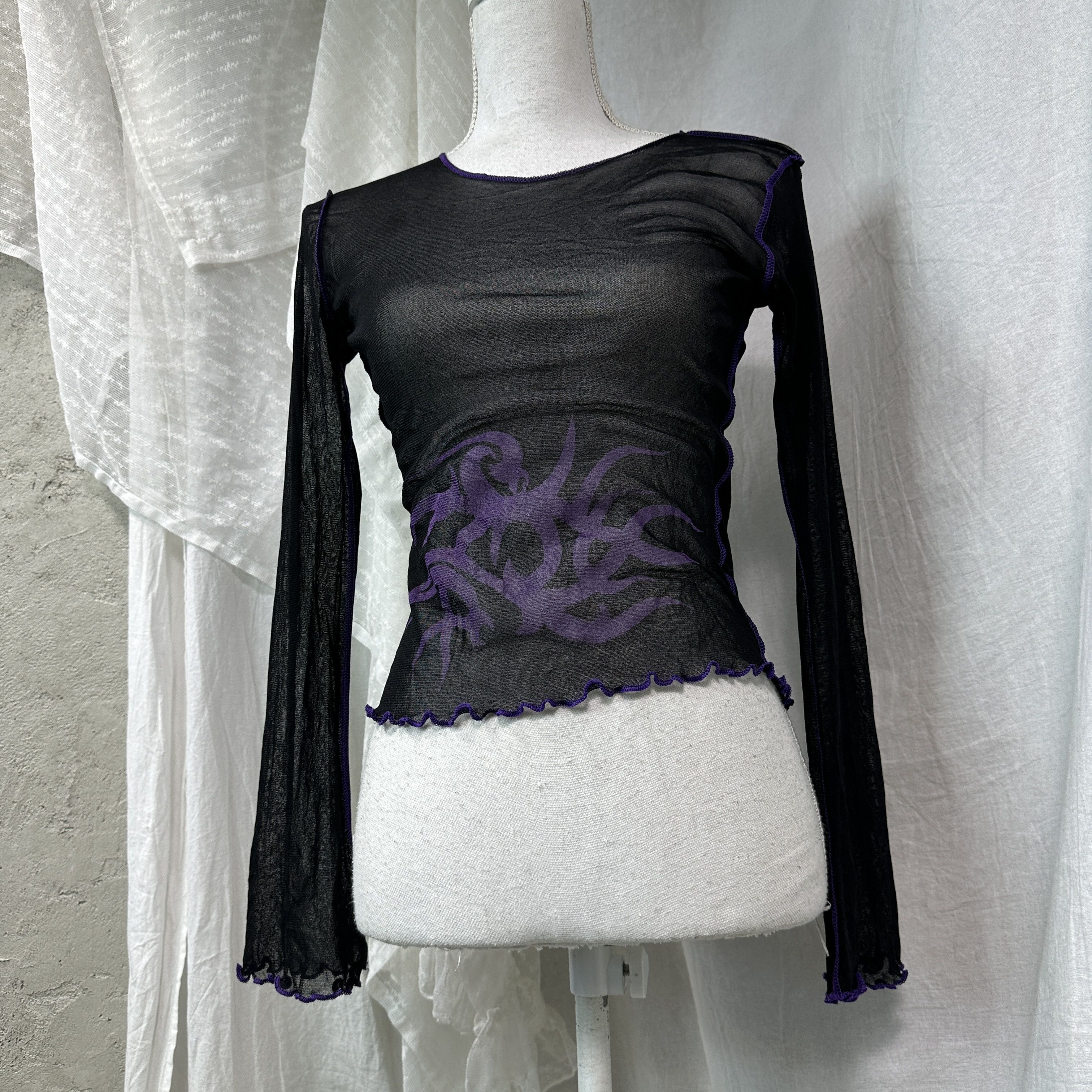 Vintage Grunge The Darkside Tribal Rave Mesh Longsleeve 00s