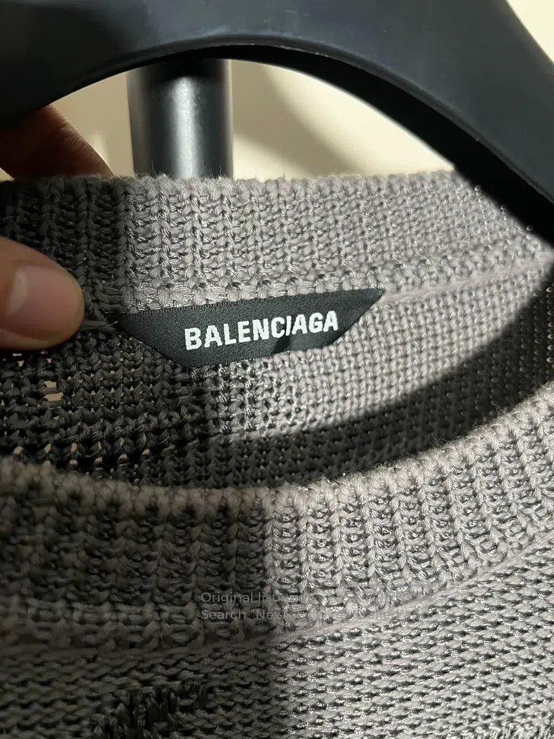 Balenciaga Balenciaga Gray Jacquard Knit Logo Sweater Size US M / EU 48-50 / 2 - 4 Thumbnail