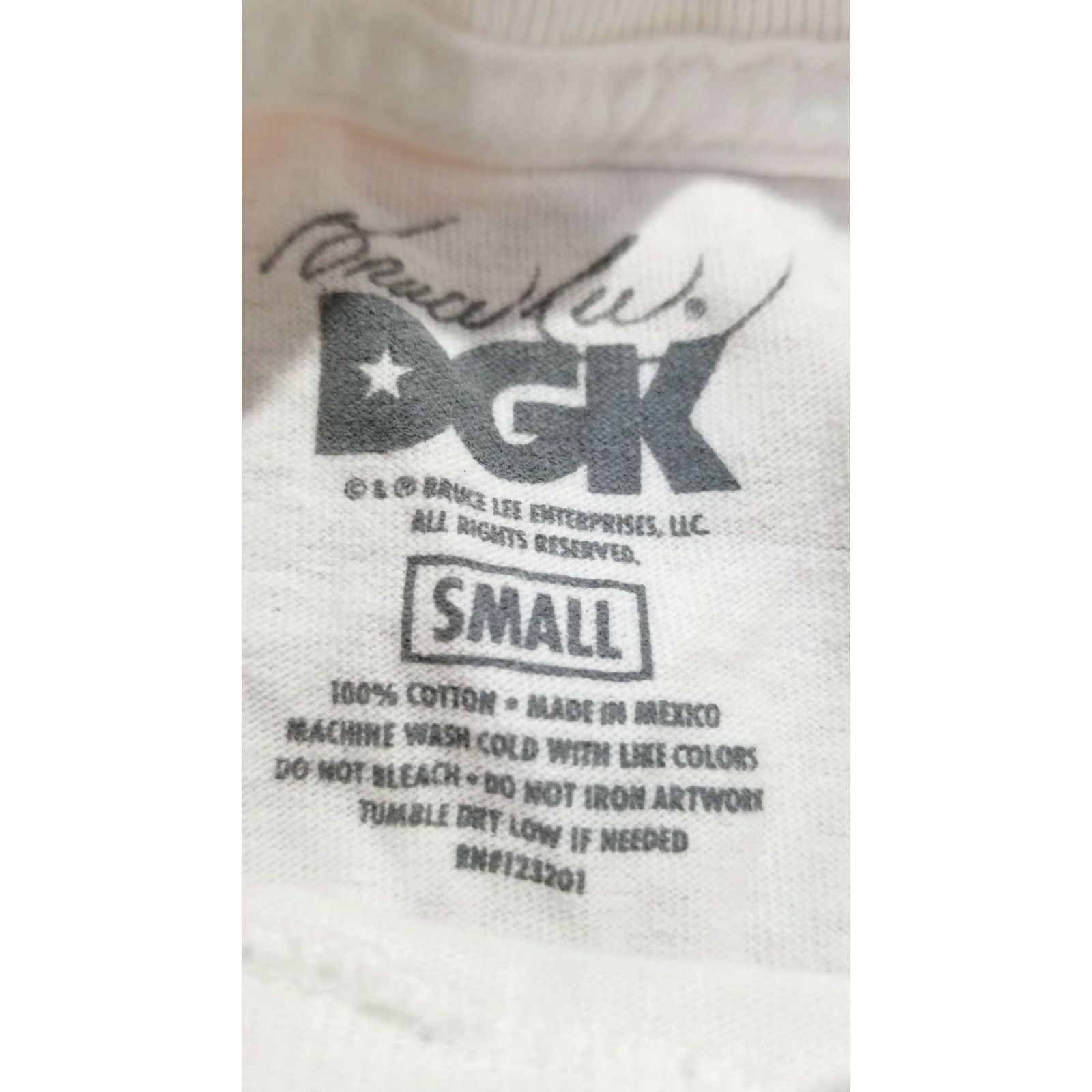 DGK Mens S DGK Property of Bruce Lee Graphic T-Shirt Short Sleeve Crew Neck White Distressed Double Sided Mens Size US S / EU 44-46 / 1 - 4 Thumbnail