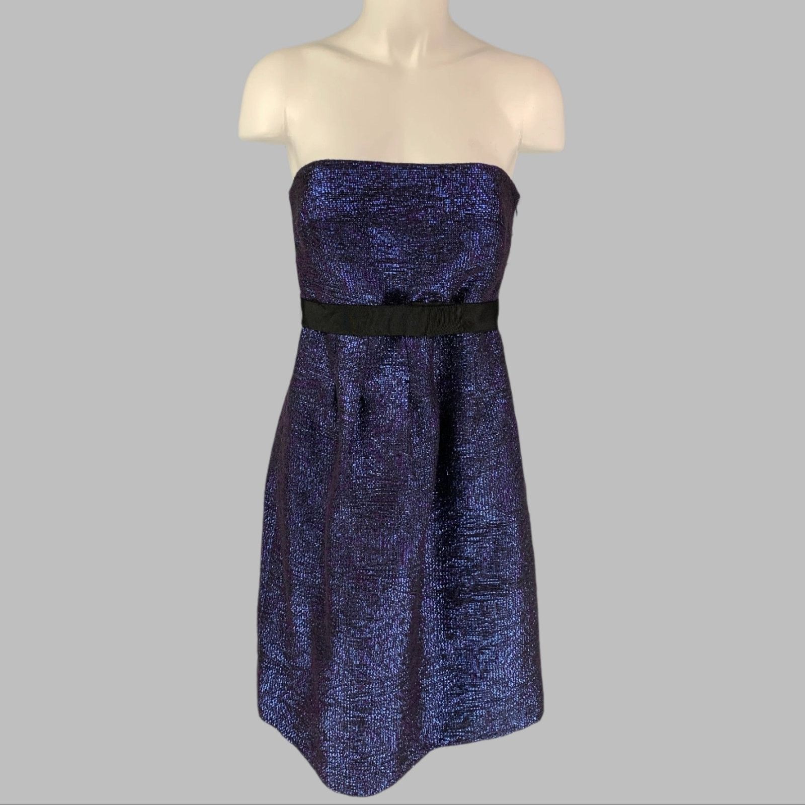 Lela Rose LELA ROSE Blue Black Acrylic Woven Strapless Cocktail Dress Size M / US 6-8 / IT 42-44 - 1 Thumbnail