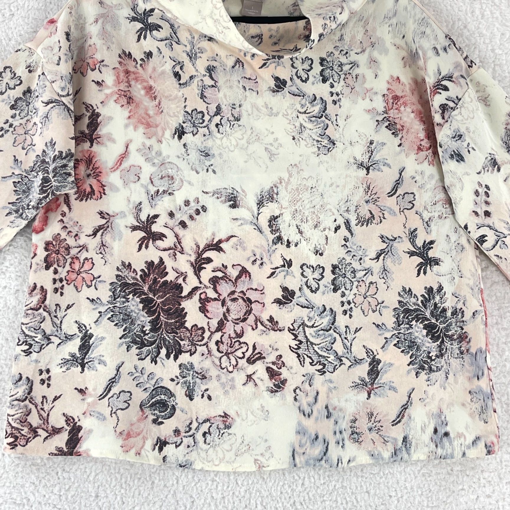 Vintage Chico's Shirt Womens Size 8/10 Ivory Parisian Floral Mock Neck 3/4 Sleeve Shirt Size M / US 6-8 / IT 42-44 - 6 Thumbnail