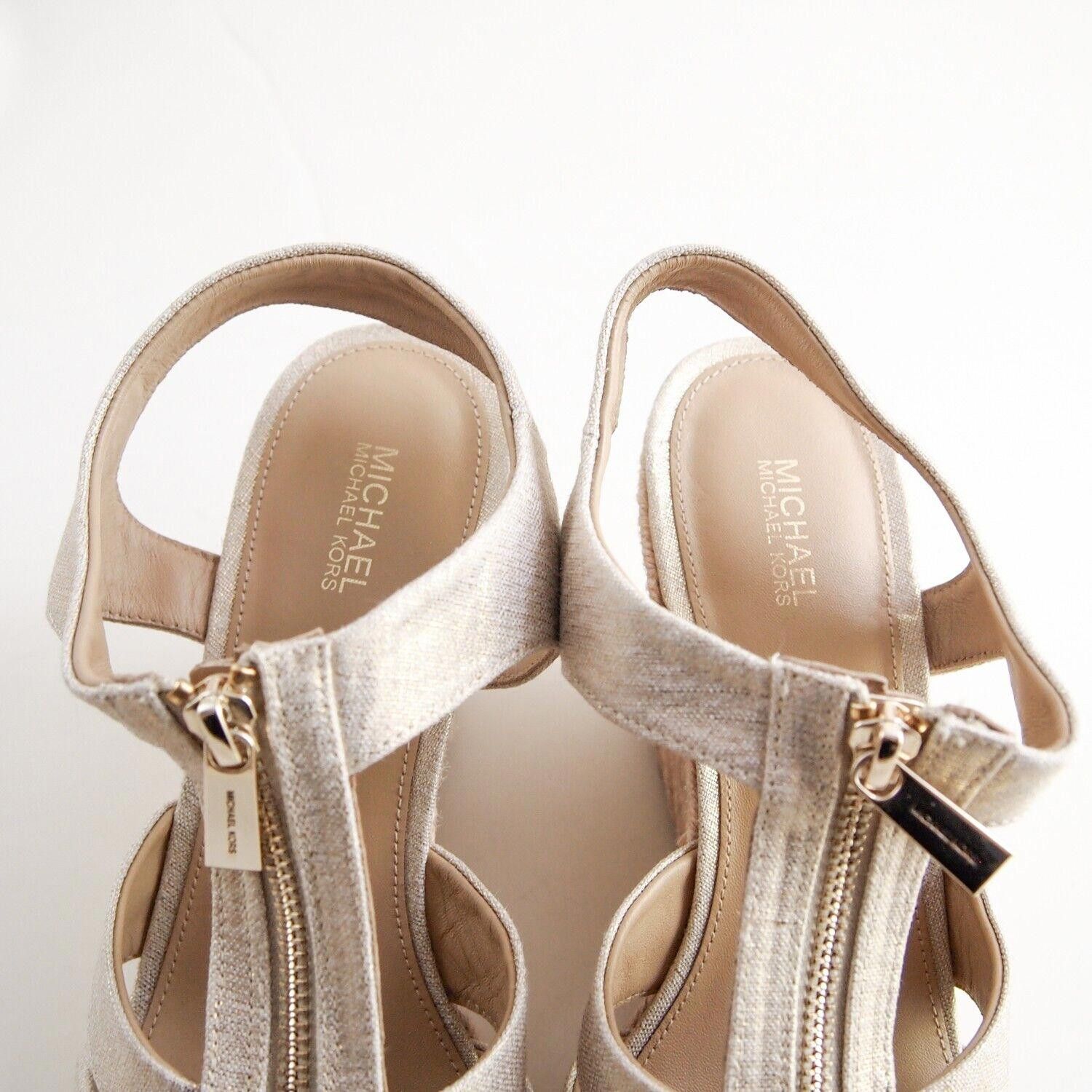 Michael Kors Michael Kors Wedge Sandals Gold Coated Canvas US 9.5 EU 39.5 Size US 9.5 / IT 39.5 - 8 Thumbnail
