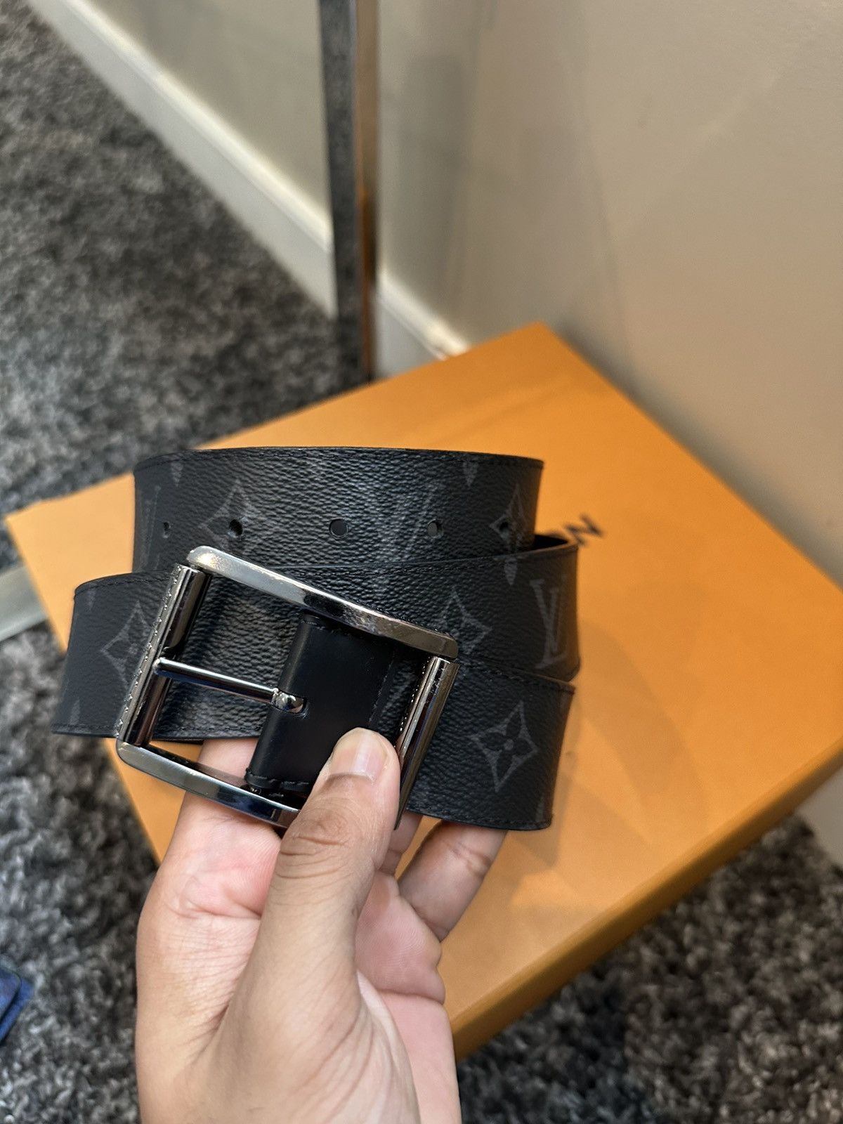 Louis Vuitton LOUIS VUITTON Monogram Eclipse Ceinture Reverso Belt Size 36 - 1 Thumbnail