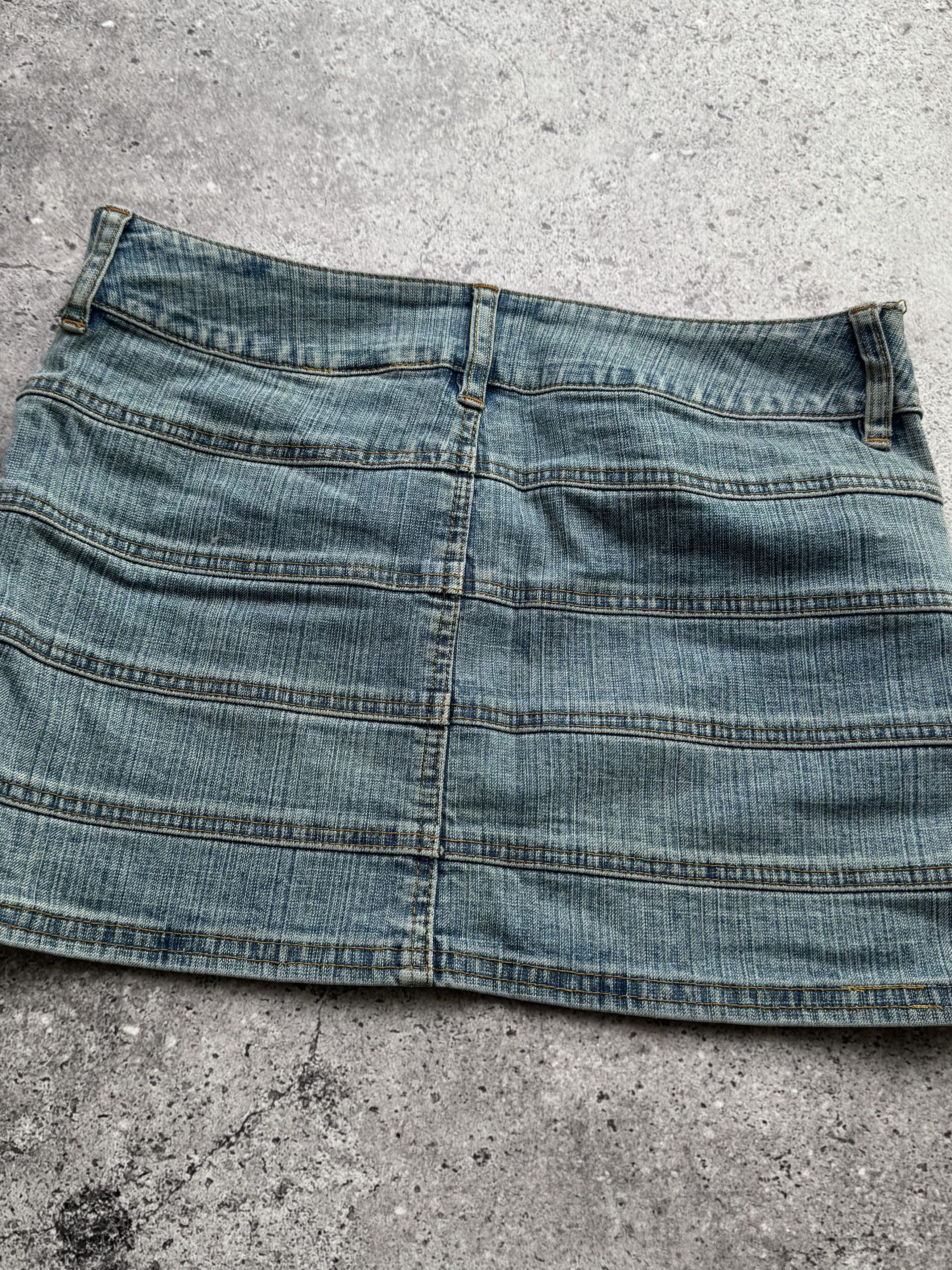 Vintage Y2K Mini Skirt Low Rise Stretch Jean Clubwear Sexy (E8) Size 27" / US 4 / IT 40 - 5 Thumbnail