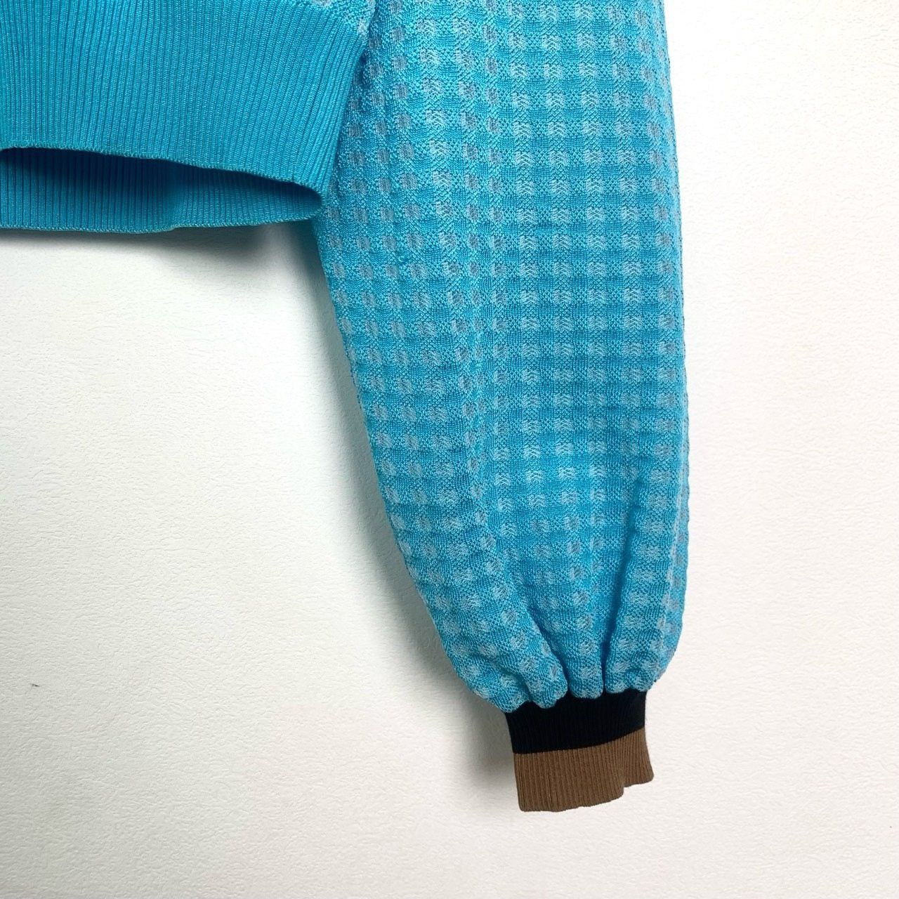 Fendi Fendi Roma Womens Blue Houndstooth Knit Pullover Sweater Wit Size XS / US 0-2 / IT 36-38 - 6 Thumbnail