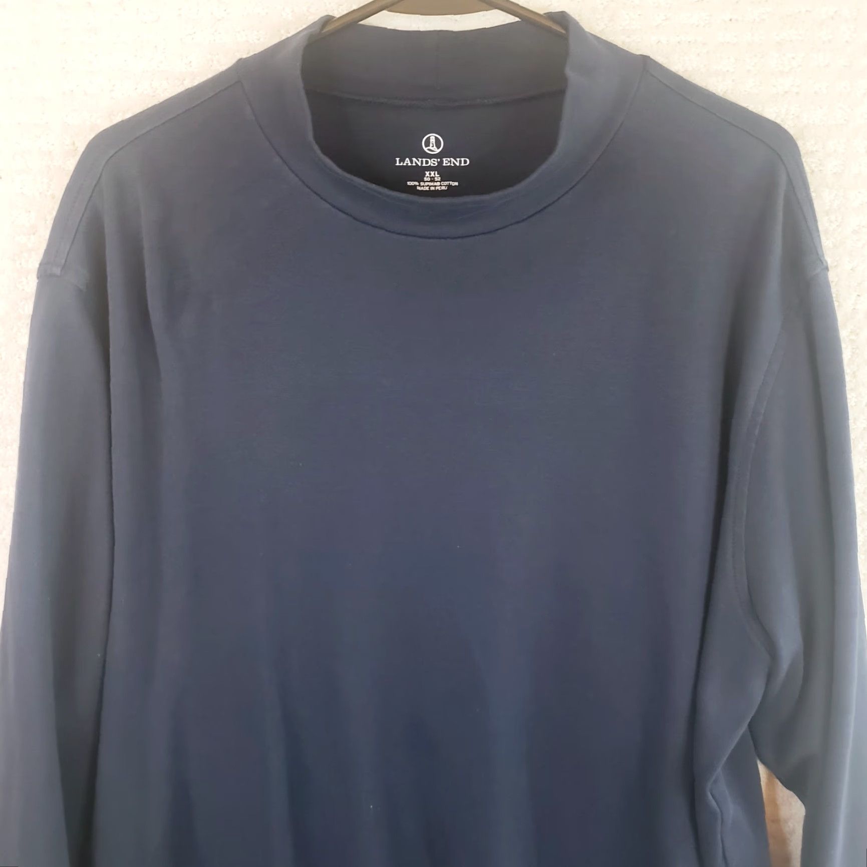 Lands' End Lands' End Super-T Shirt Men's XXL Black Supima Cotton Mock Neck Long Sleeve Shirt Size US XXL / EU 58 / 5 - 2 Thumbnail