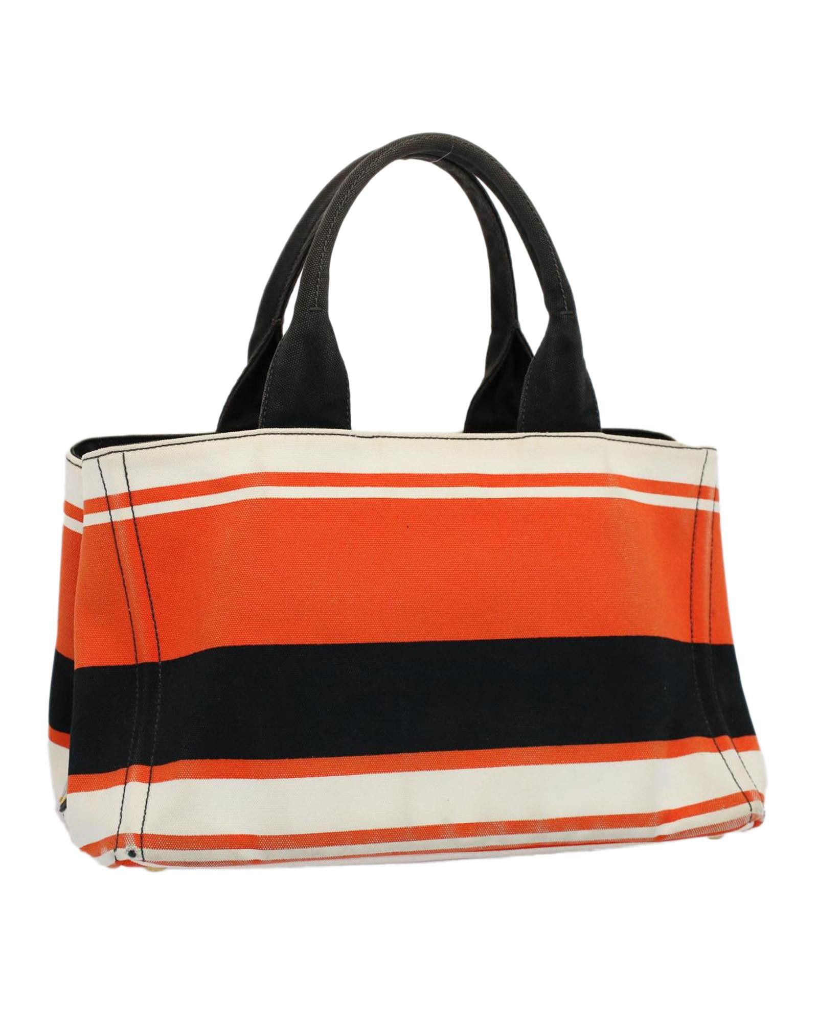 image of Canvas Orange Hand Bag By Prada, Women's