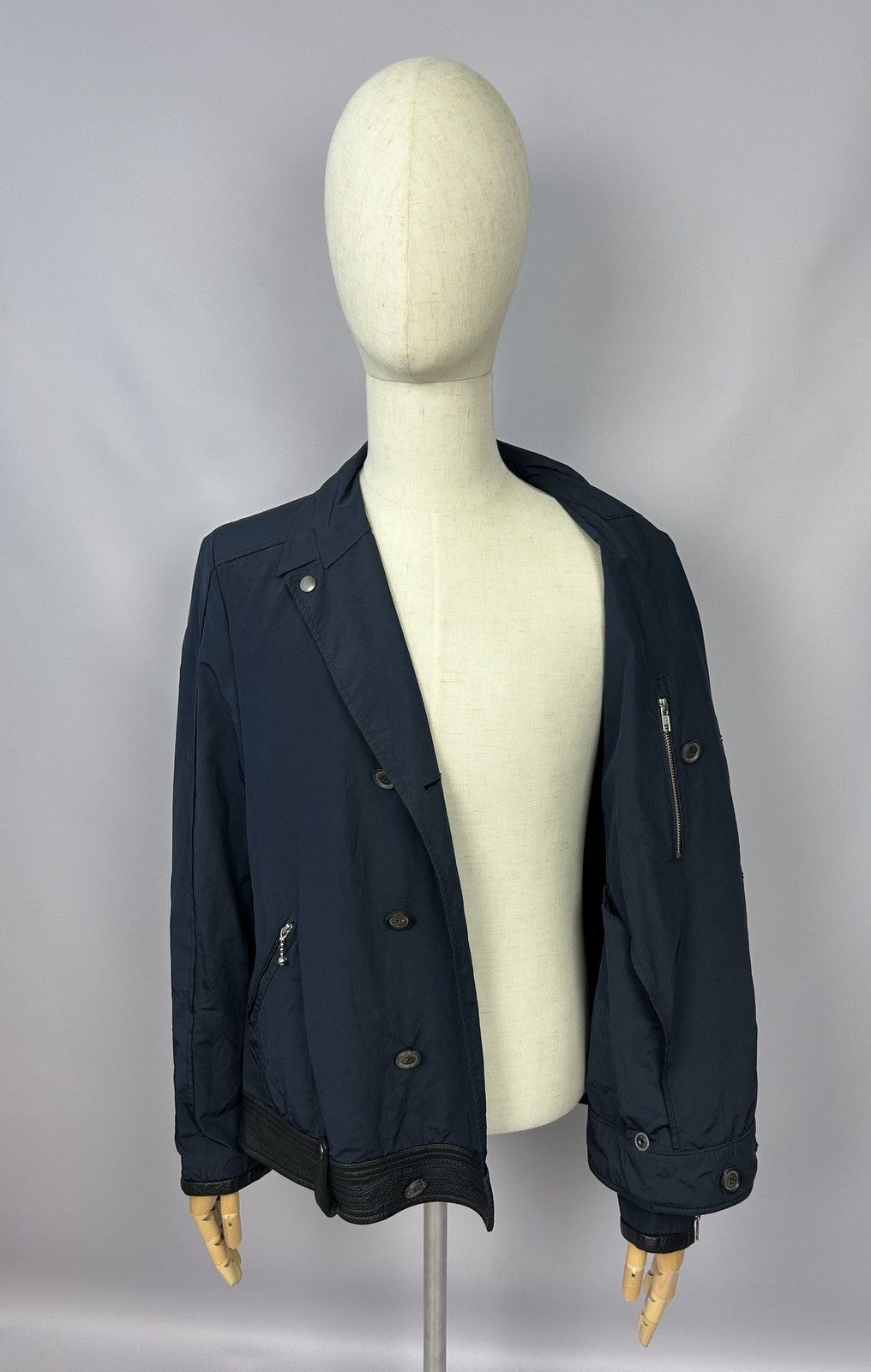 Japanese Brand Cy Choi Double Breasted Navy Nylon Coat Jacket Size L Size US L / EU 52-54 / 3 - 11 Thumbnail