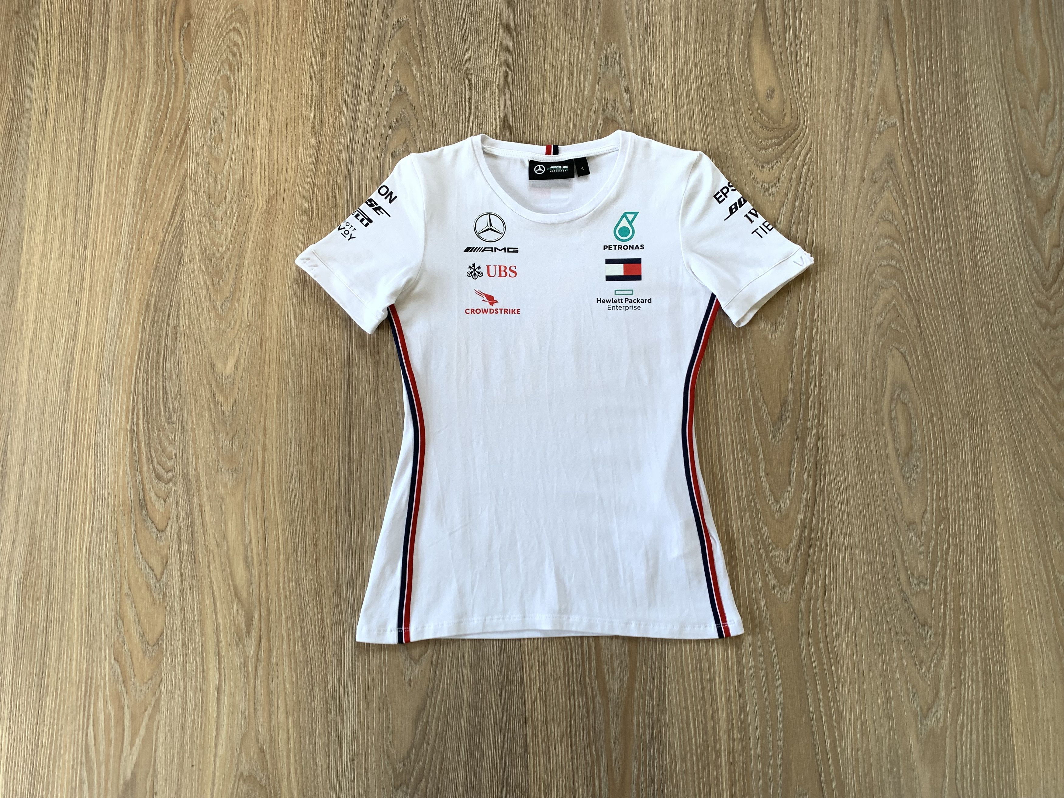 Mercedes-Benz × Tommy Hilfiger Womens AMG Petronas Motorsport Racing White T Shirt Size S / US 4 / IT 40 - 1 Thumbnail