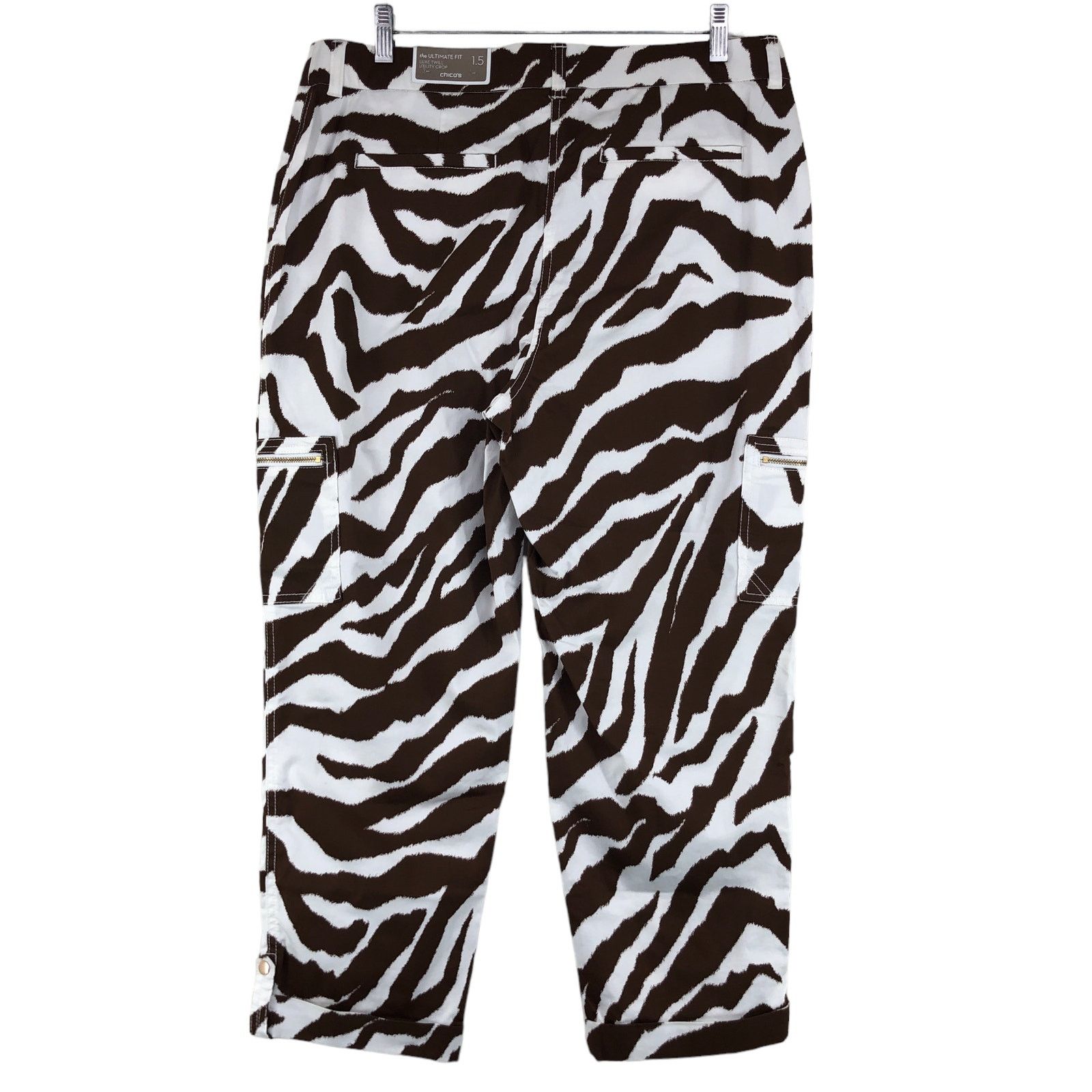 Chicos Chicos Sz 1.5 US 10 M Utility Crop Pants Stretch Zebra NEW Size 34" / US 12 / IT 48 - 5 Thumbnail