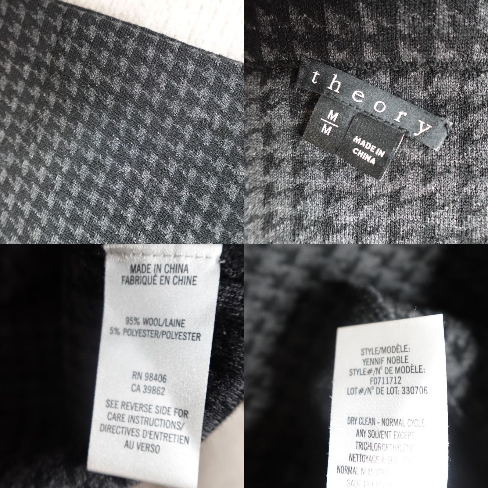 Theory Theory Womens Skirt Medium Black Houndstooth Wool Blend Pencil Yennif Size 32" / US 10 / IT 46 - 8 Thumbnail