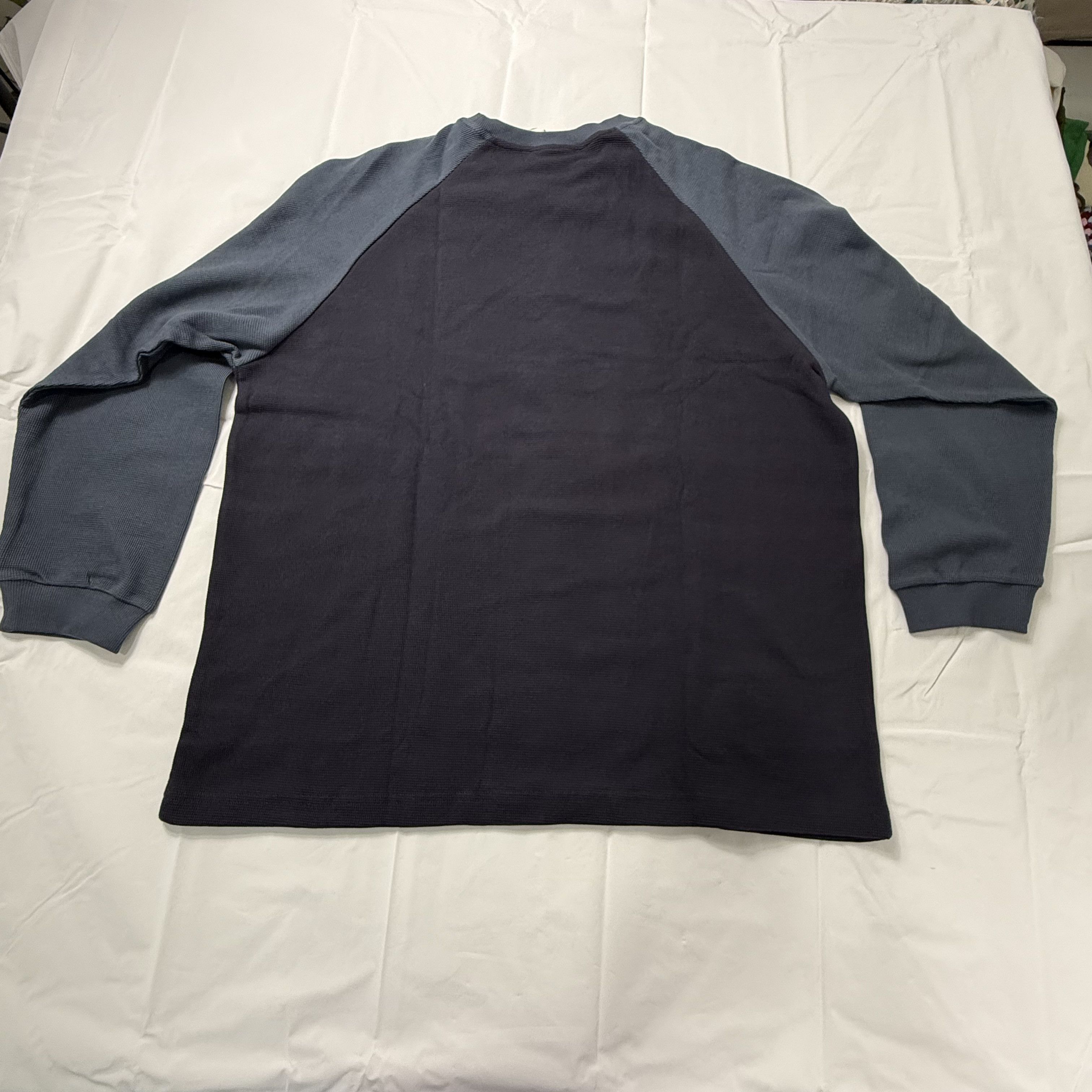 Snowday SnowDay Mens XXL Raglan Thermal Waffle Knit Shirt Navy Blue Size US XL / EU 56 / 4 - 8 Thumbnail