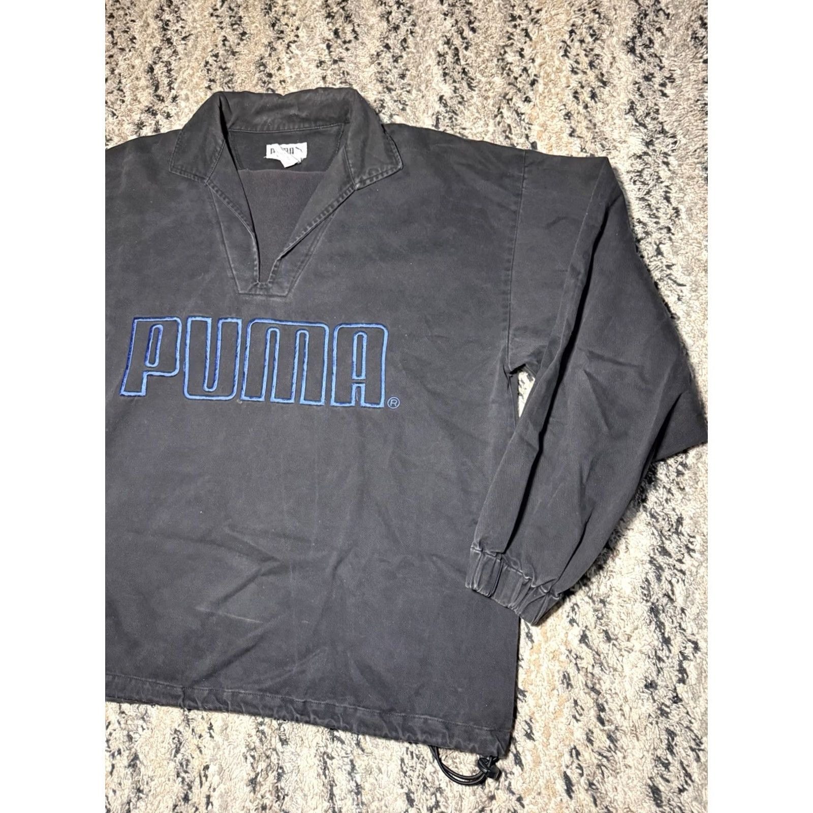 Puma VINTAGE Puma Jacket Mens Large Black Blue Coach Pullover Cotton Windbreaker 90s Size US L / EU 52-54 / 3 - 3 Thumbnail
