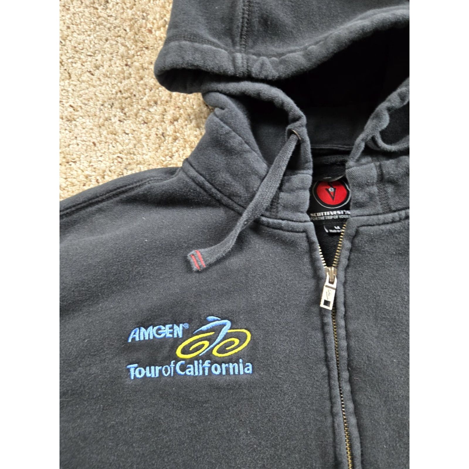 Vintage SCOTTeVEST Hoodie Mens M Black Full Zip AMGEN Tour Of California Distressed Size US M / EU 48-50 / 2 - 7 Thumbnail